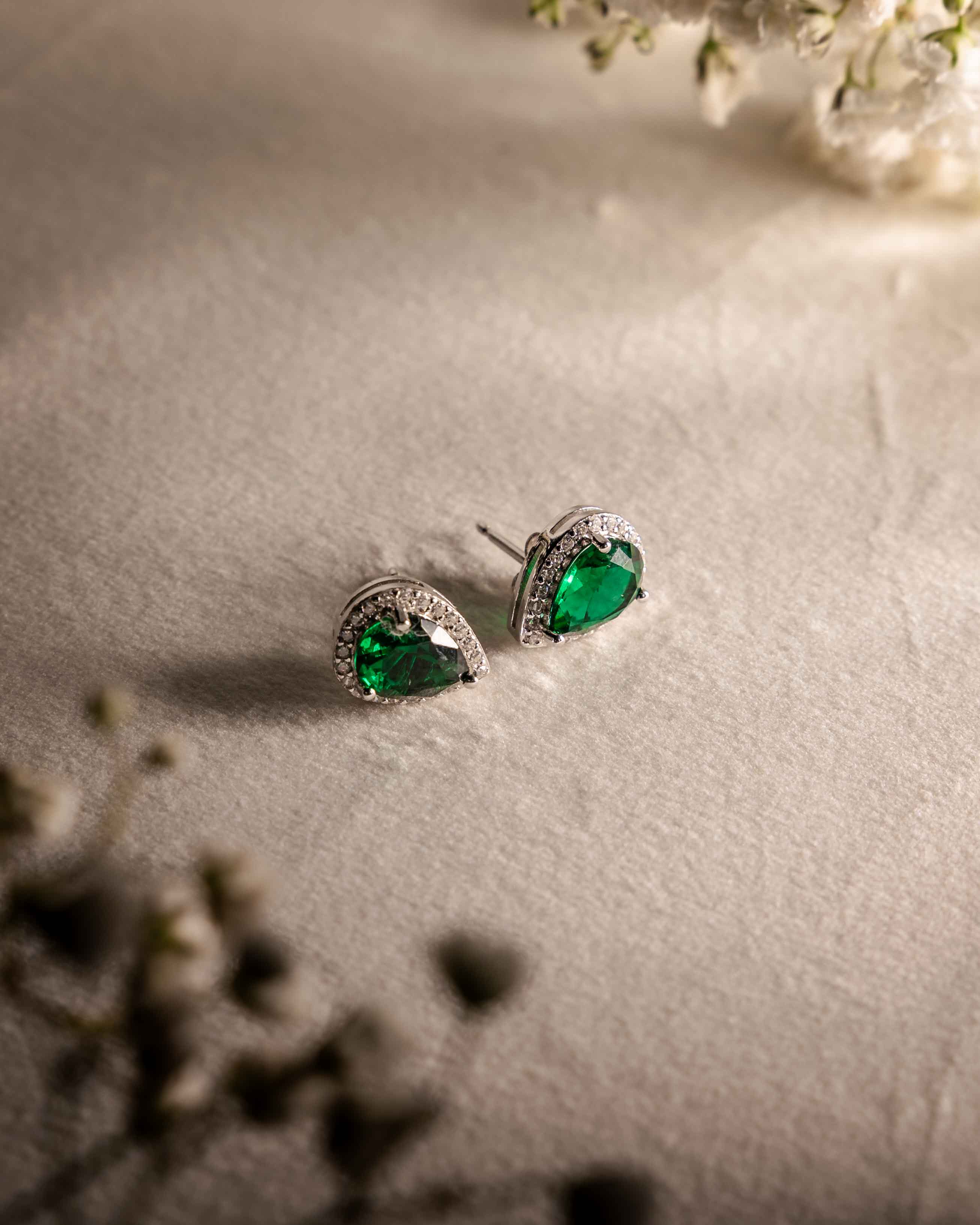 ORECCHINI LINEA ANGELICA GOCCIA VERDE IN ARGENTO 925 E ZIRCONI