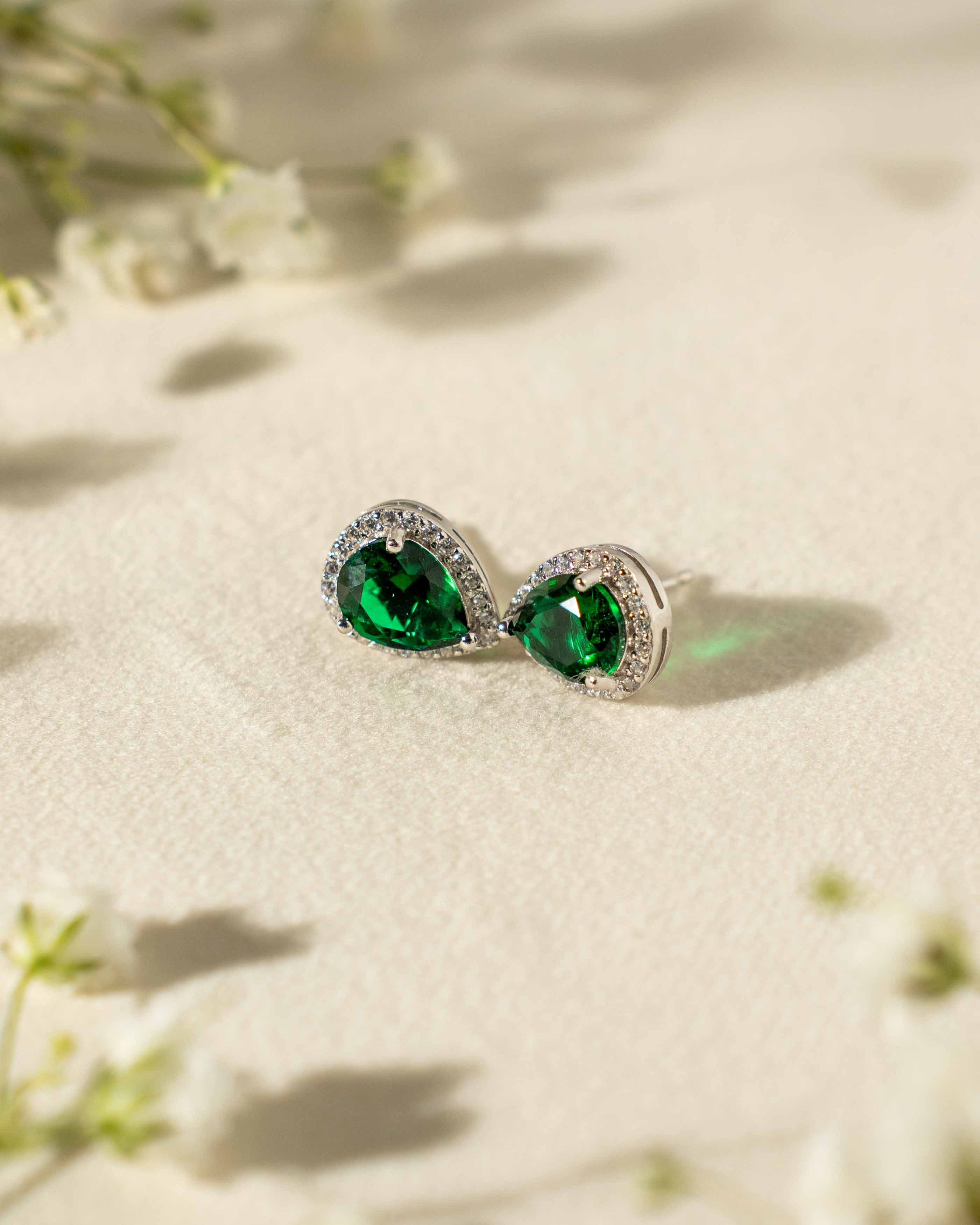 ORECCHINI LINEA ANGELICA GOCCIA VERDE IN ARGENTO 925 E ZIRCONI