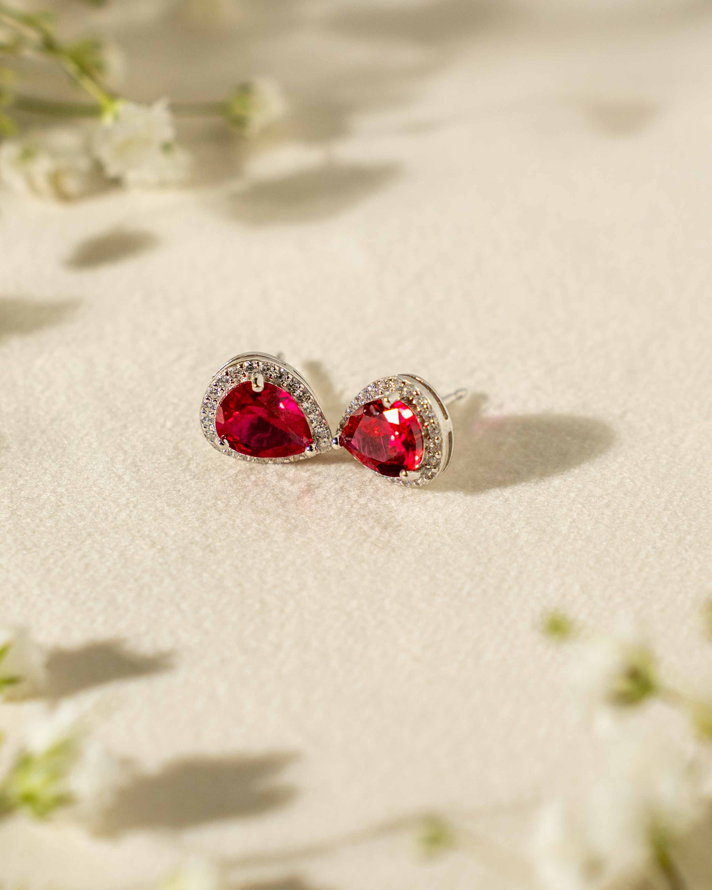 ORECCHINI LINEA ANGELICA GOCCIA ROSSA IN ARGENTO 925 E ZIRCONI