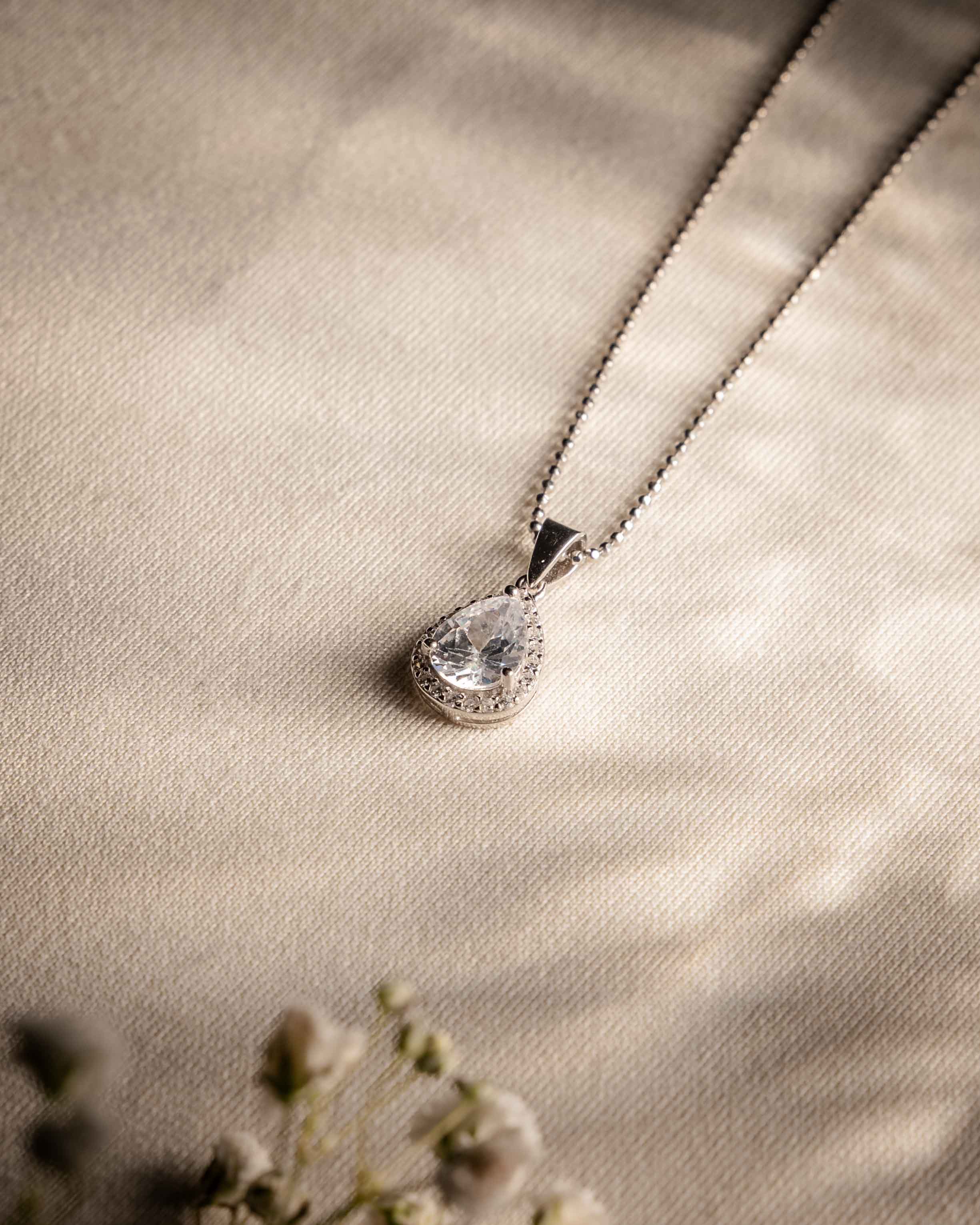 COLLANA LINEA ANGELICA GOCCIA BIANCA IN ARGENTO 925 E ZIRCONI