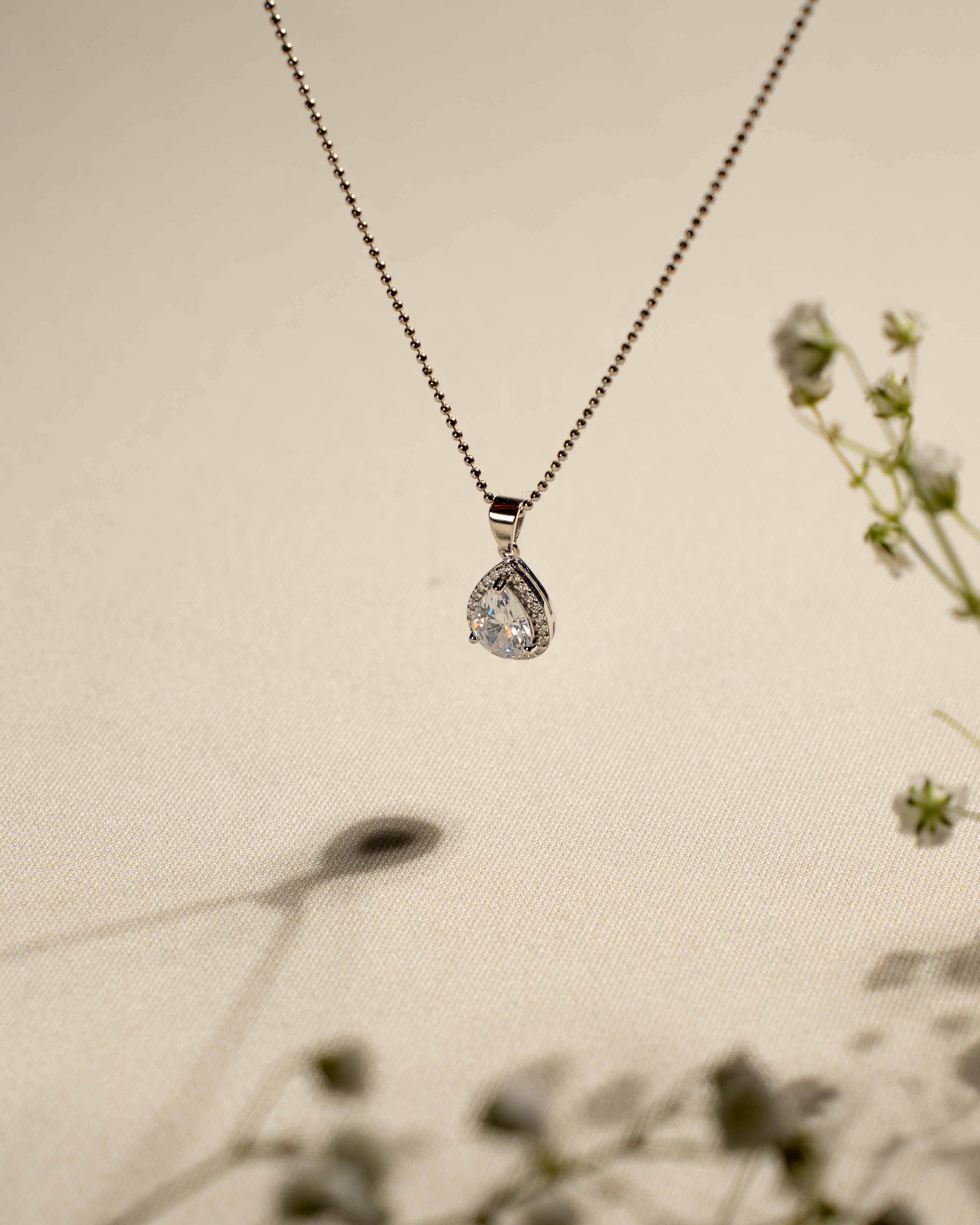 COLLANA LINEA ANGELICA GOCCIA BIANCA IN ARGENTO 925 E ZIRCONI
