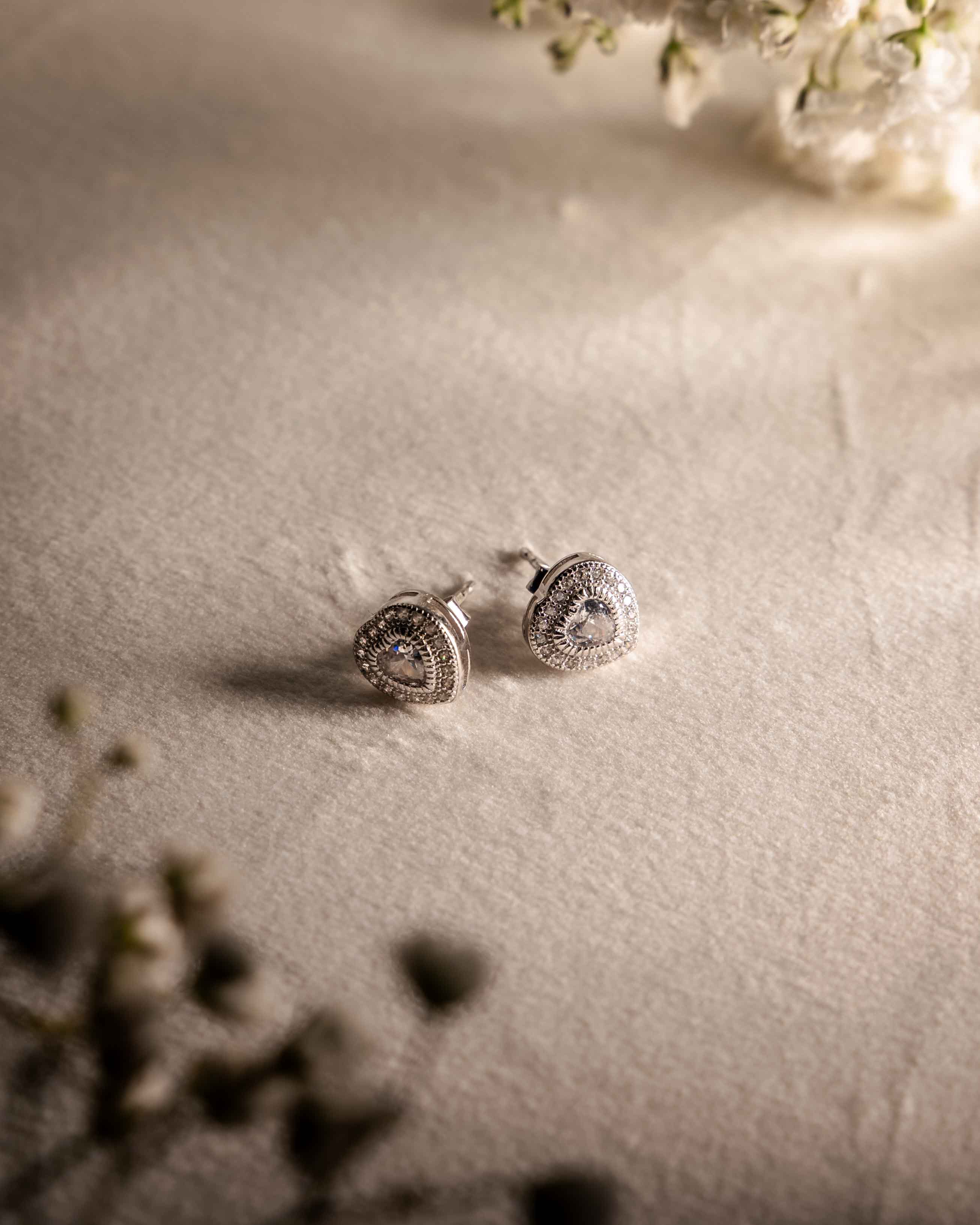 ORECCHINI LINEA MAYRA CUORE BIANCO ARGENTO 925 E ZIRCONI
