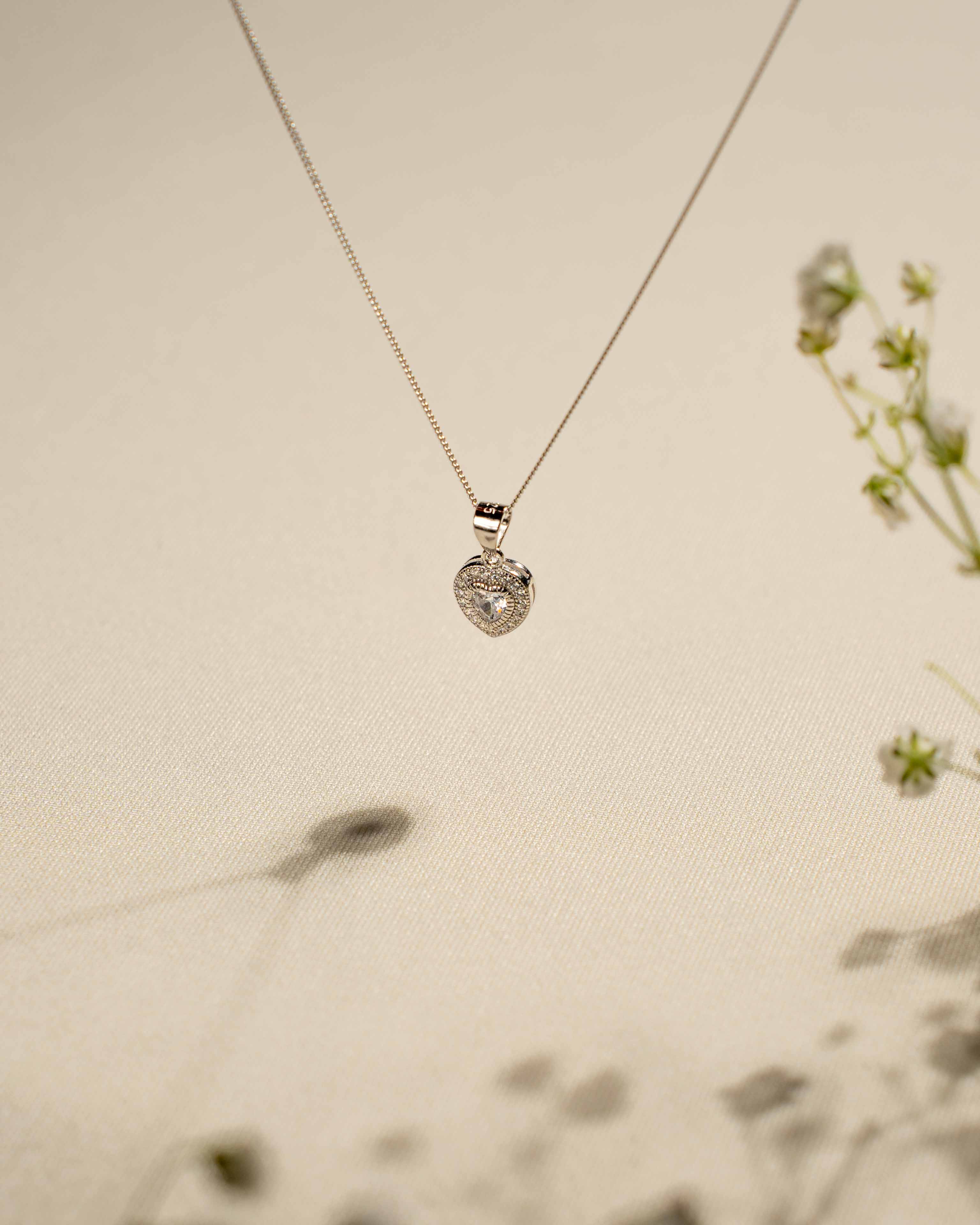 COLLANA LINEA MAYRA CUORE BIANCO ARGENTO 925 E ZIRCONI