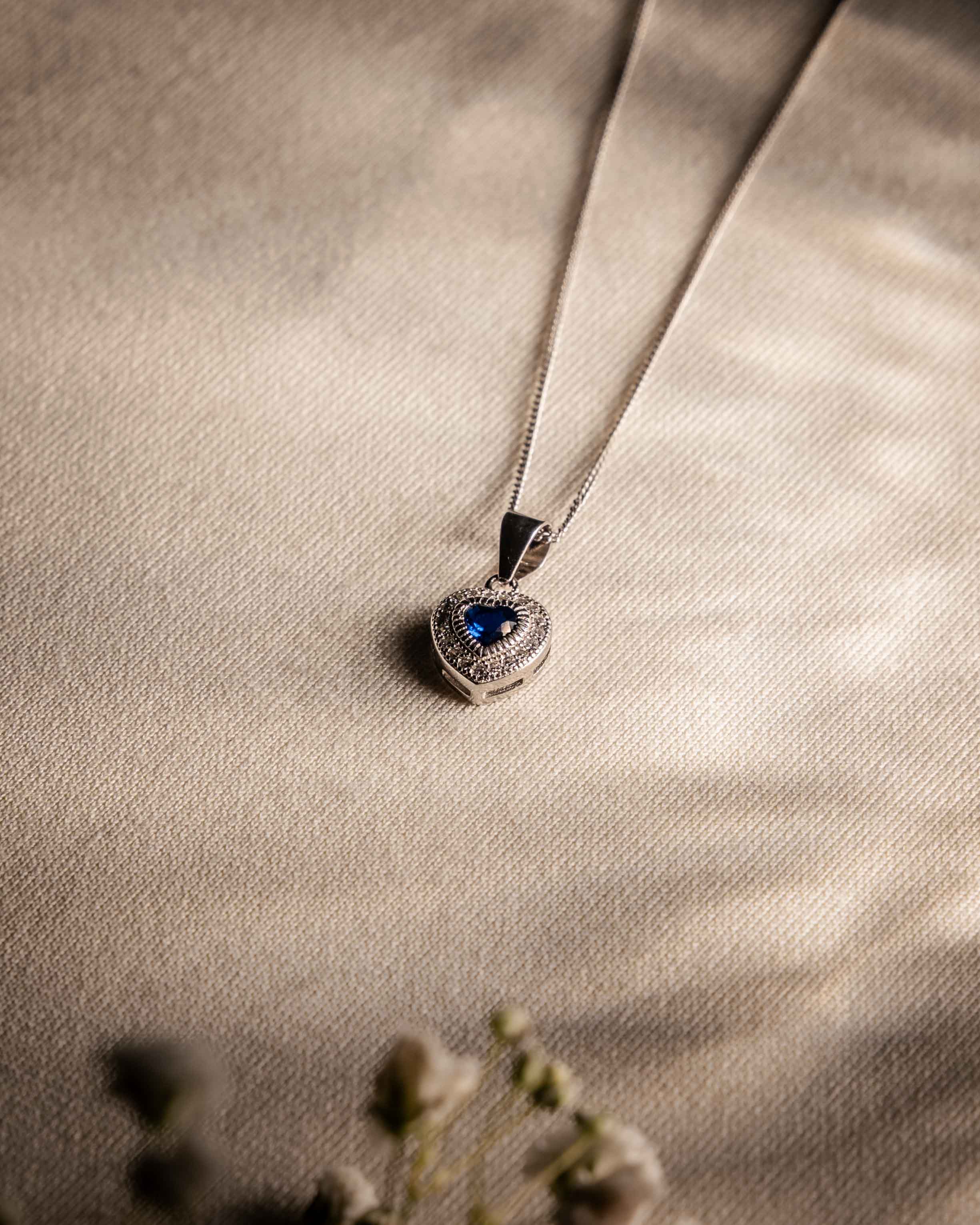 COLLANA LINEA MAYRA CUORE BLUARGENTO 925 E ZIRCONI