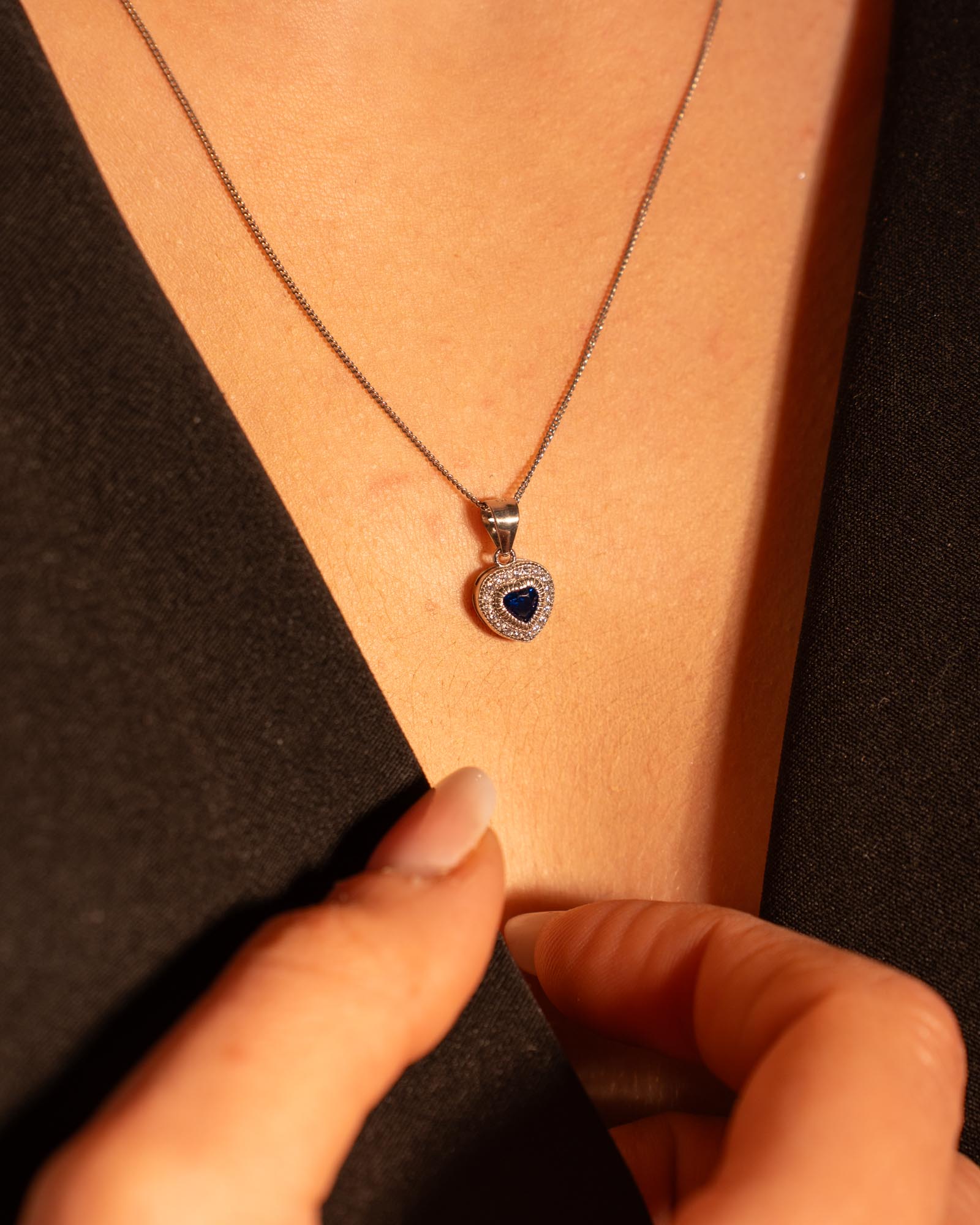 COLLANA LINEA MAYRA CUORE BLUARGENTO 925 E ZIRCONI