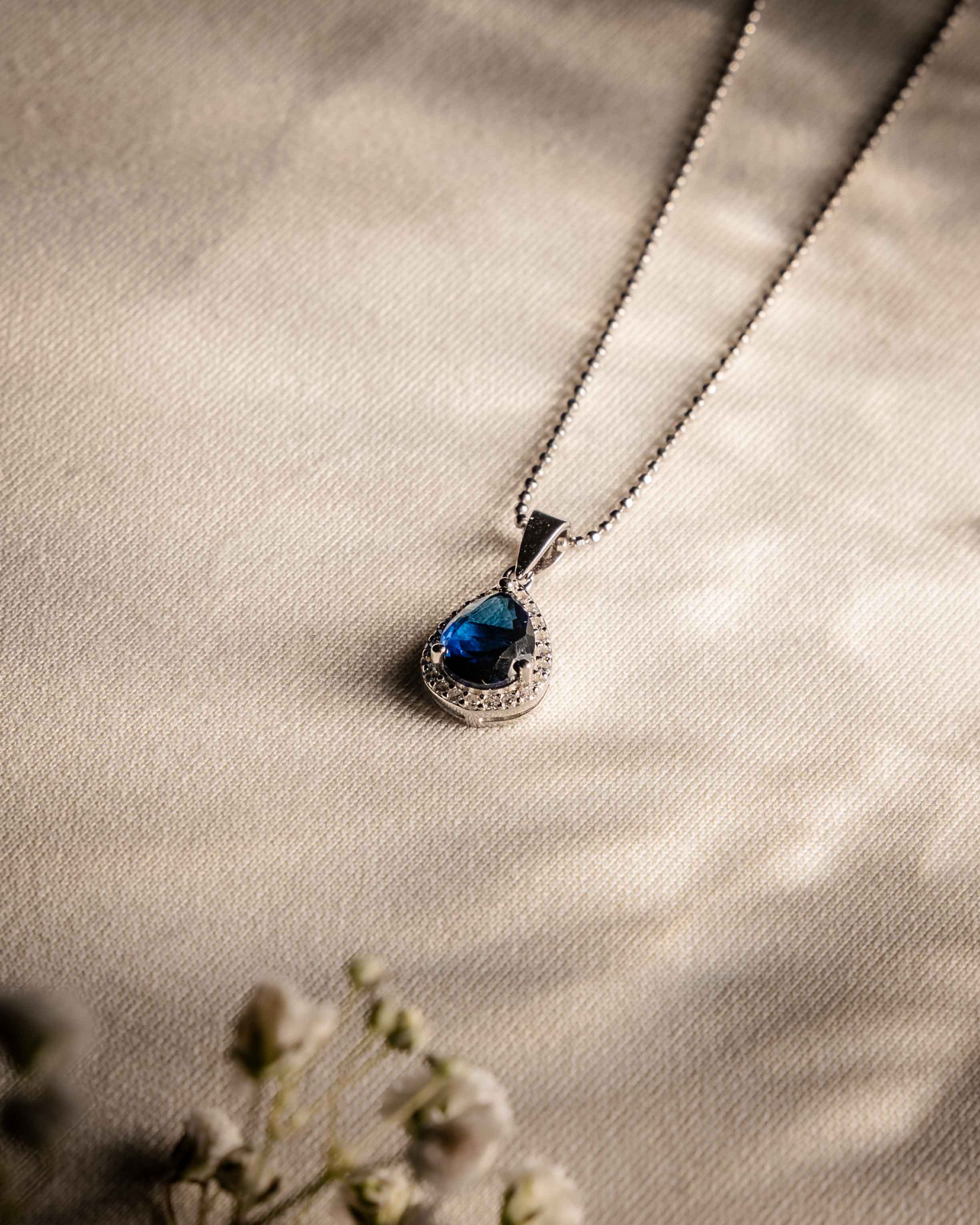 COLLANA LINEA ANGELICA GOCCIA BLU IN ARGENTO 925 E ZIRCONI