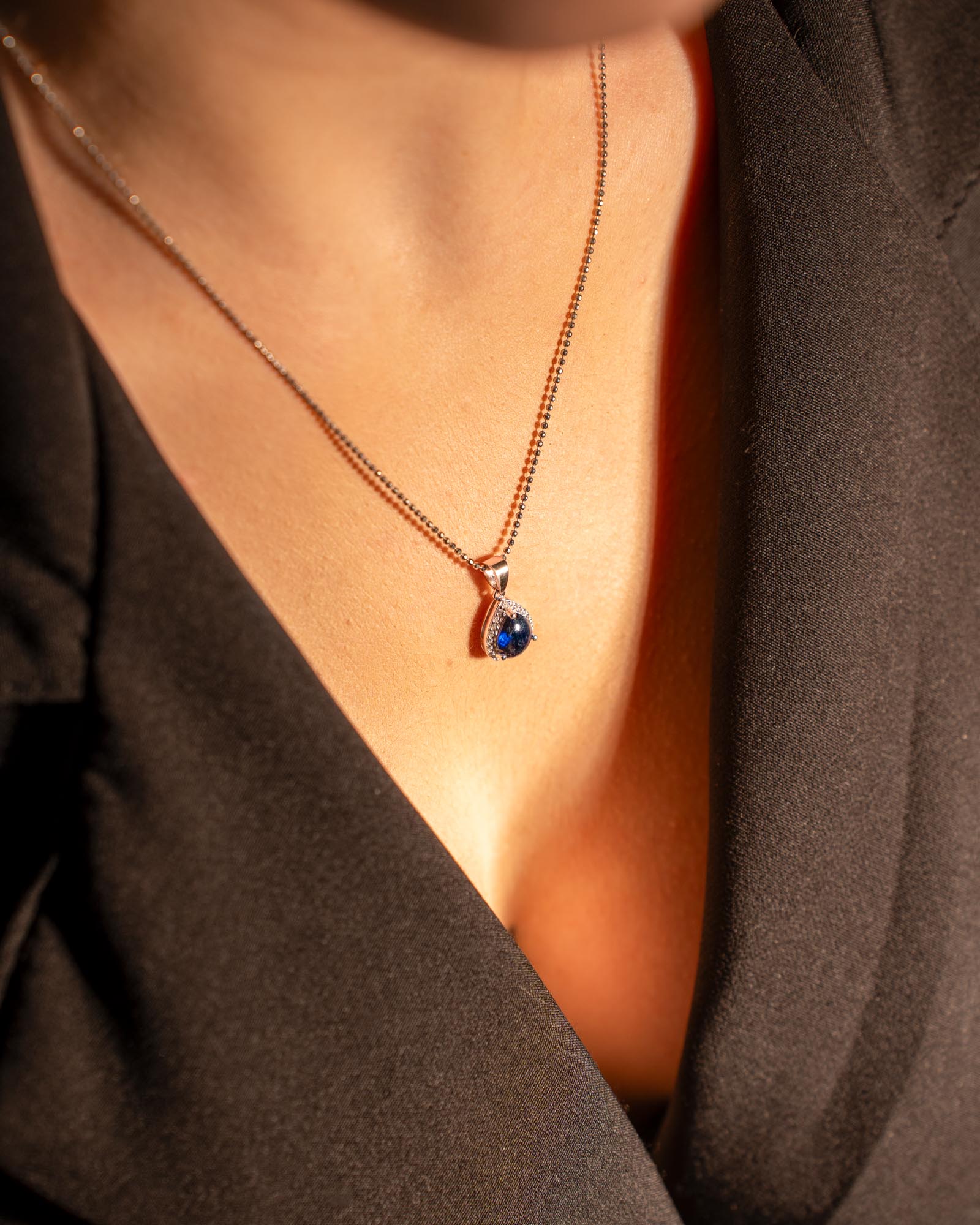 COLLANA LINEA ANGELICA GOCCIA BLU IN ARGENTO 925 E ZIRCONI