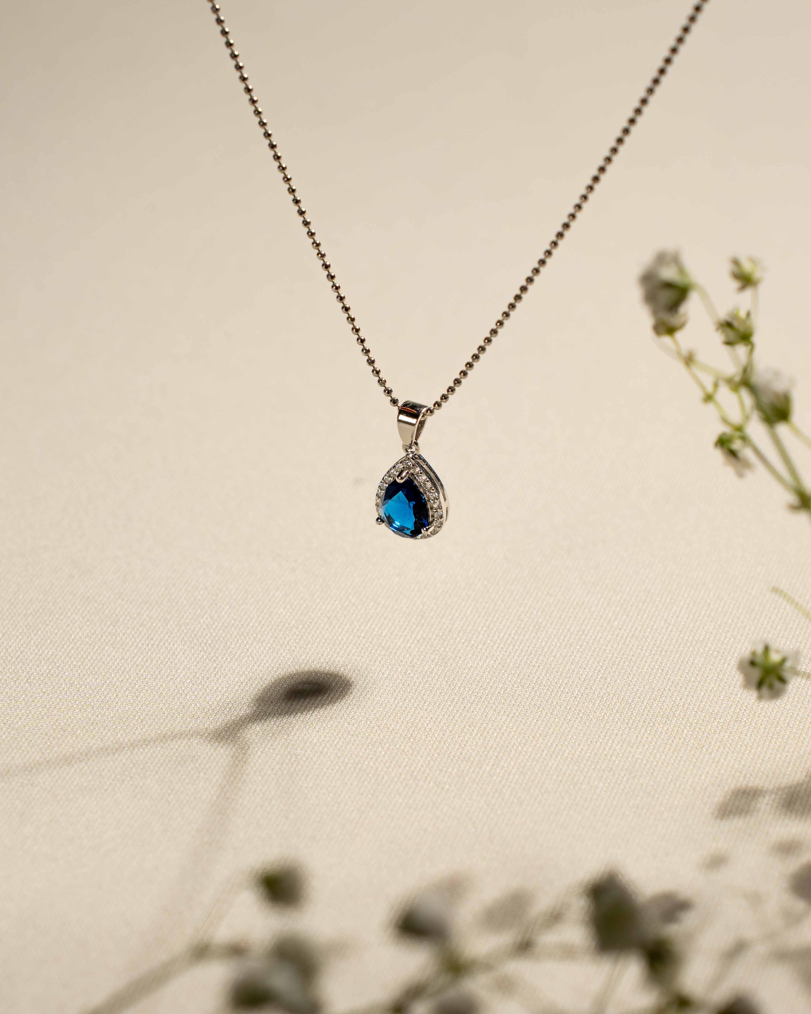 COLLANA LINEA ANGELICA GOCCIA BLU IN ARGENTO 925 E ZIRCONI