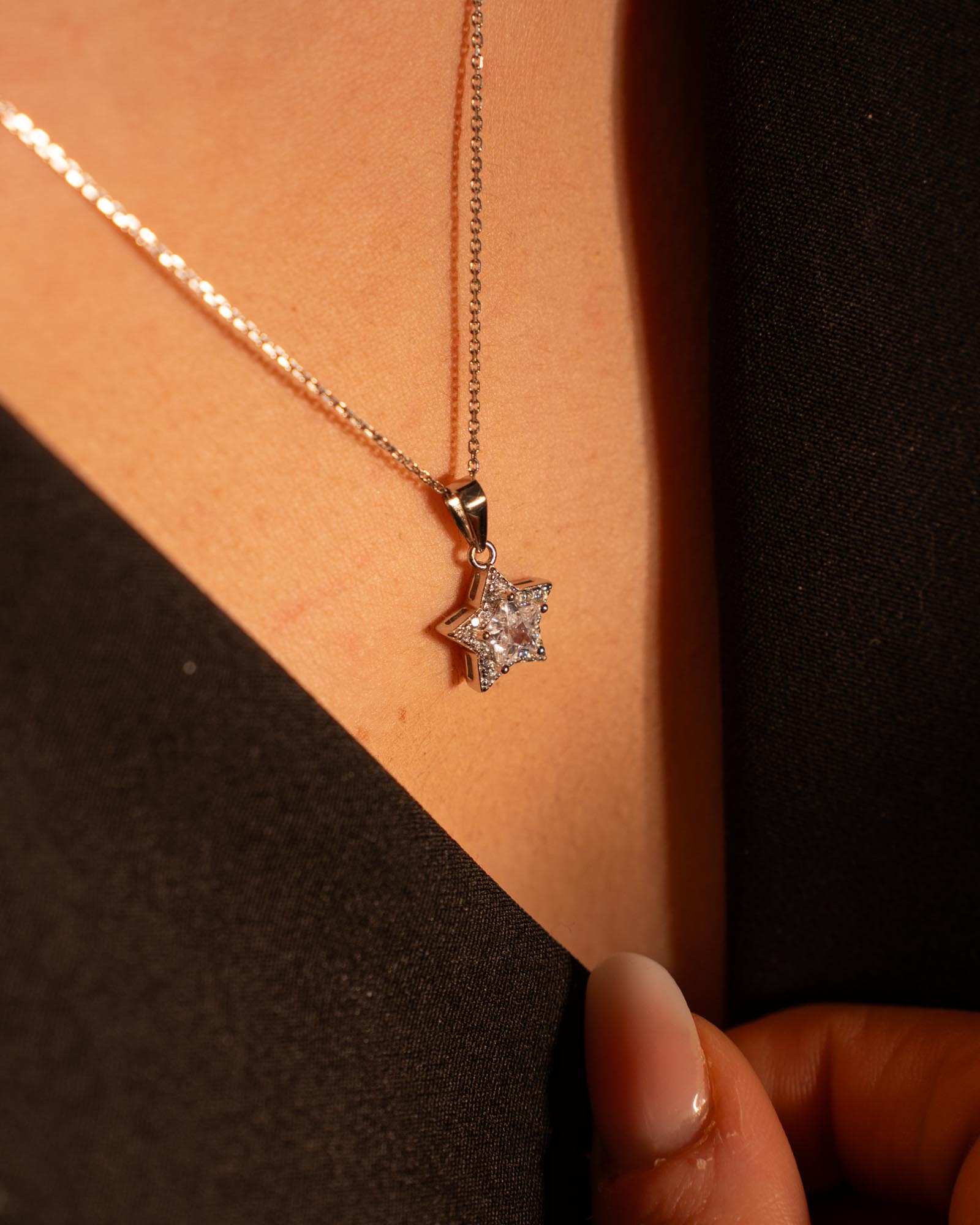 COLLANA LINEA CHIARA STELLA BIANCO ARGENTO 925 E ZIRCONI