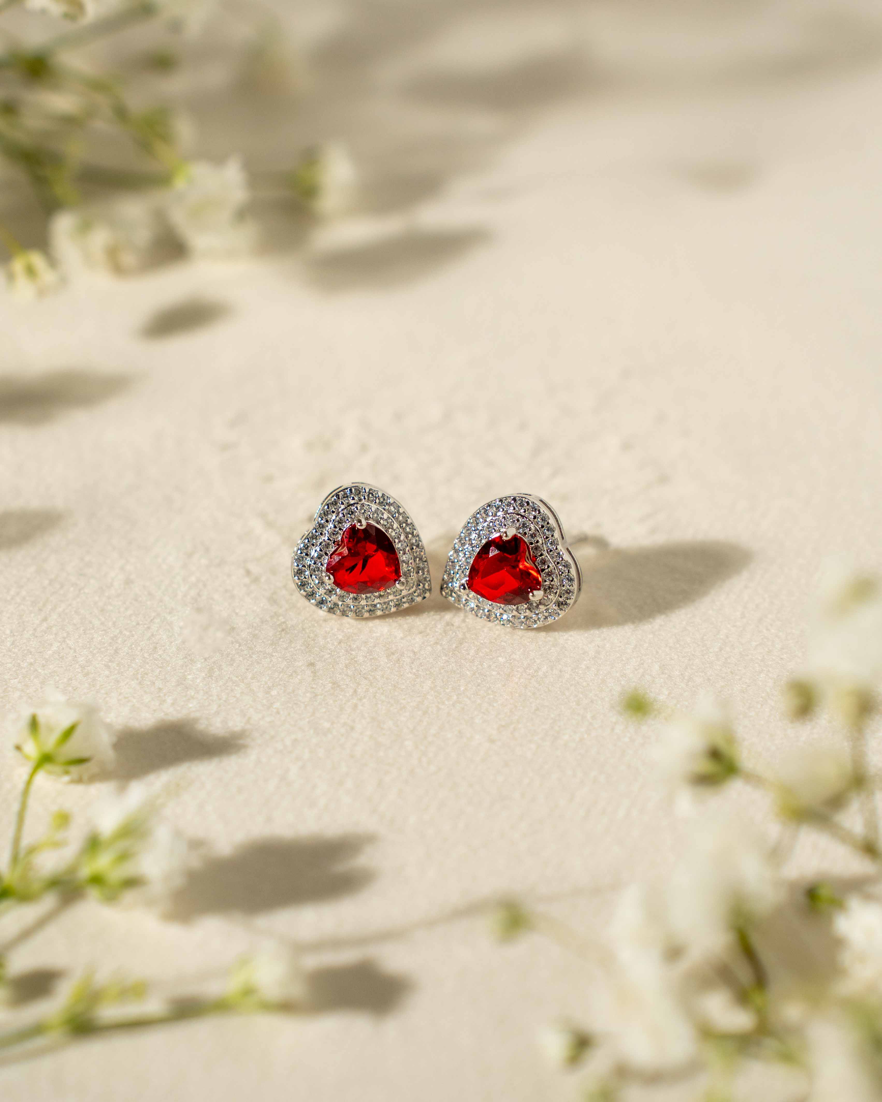 ORECCHINI LINEA CLARISSA CUORE BIG ROSSO IN ARGENTO 925 E ZIRCONI