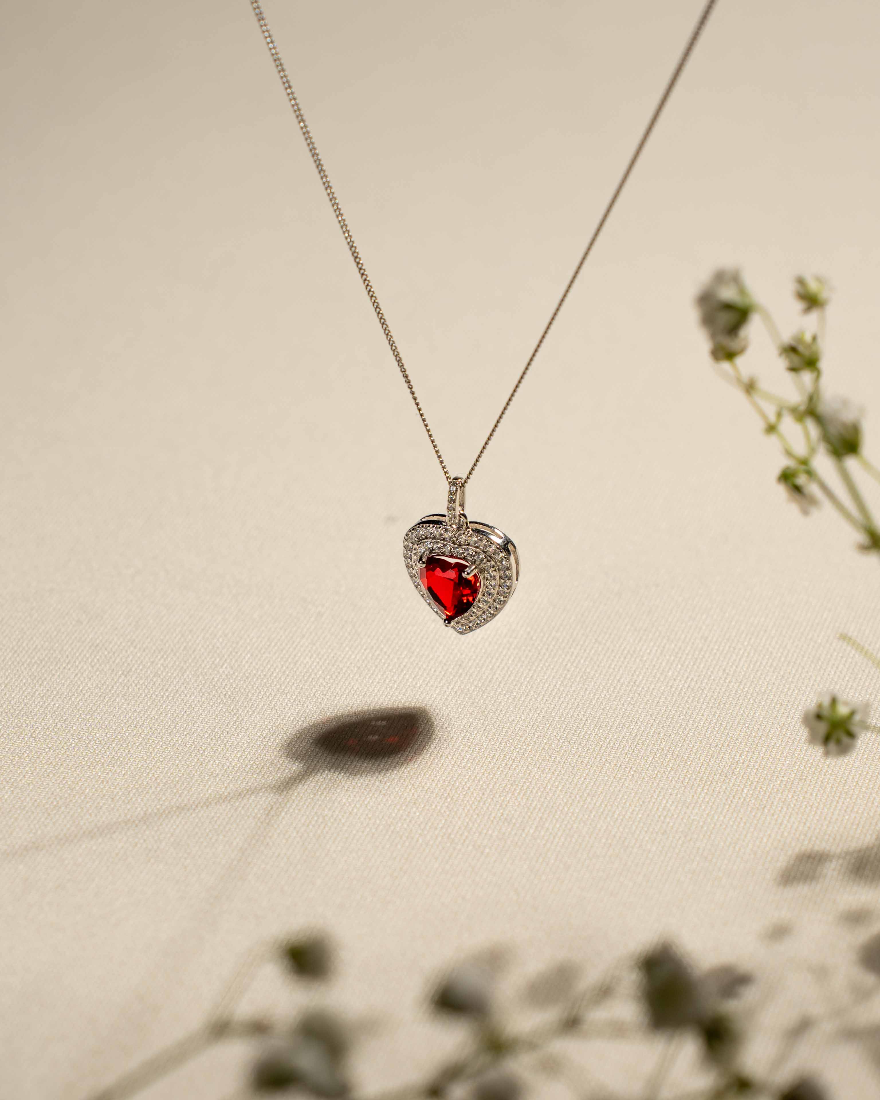 COLLANA LINEA CLARISSA CUORE BIG ROSSO IN ARGENTO 925 E ZIRCONI