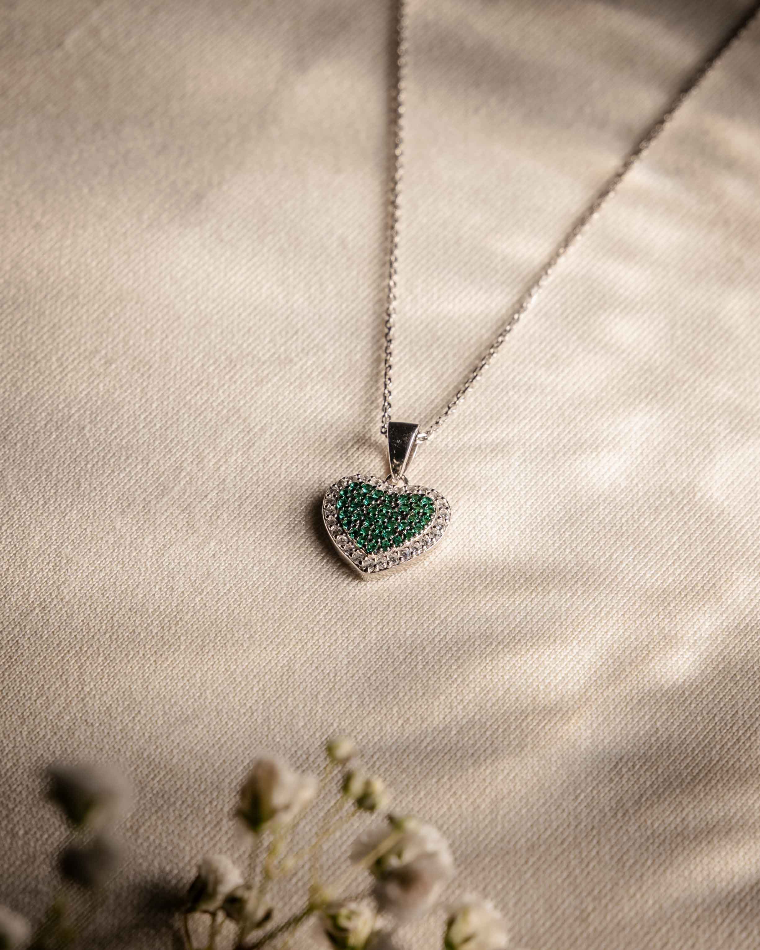 COLLANA LINEA MARA VERDE ZIRCONI PAVE' IN ARGENTO 925