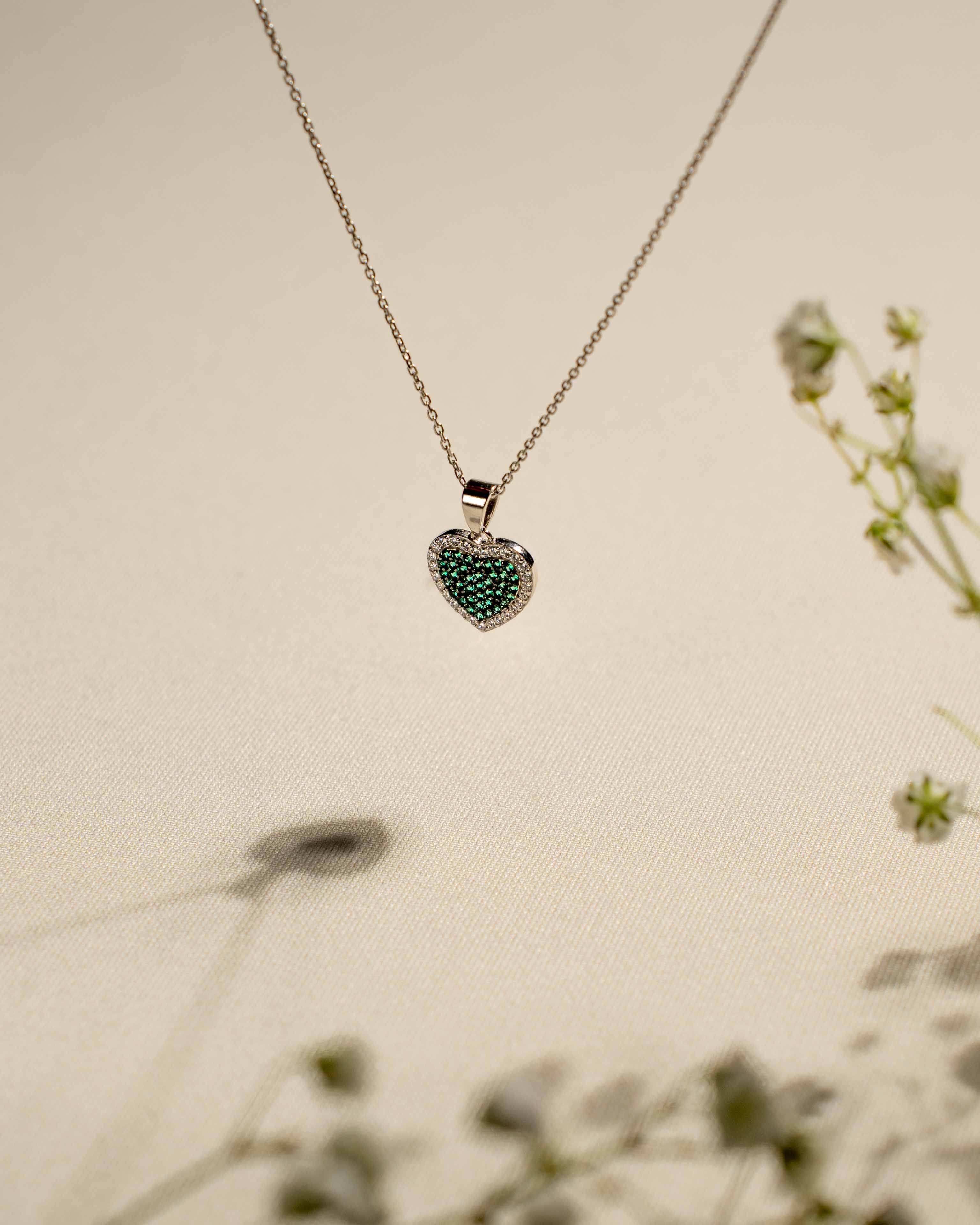 COLLANA LINEA MARA VERDE ZIRCONI PAVE' IN ARGENTO 925