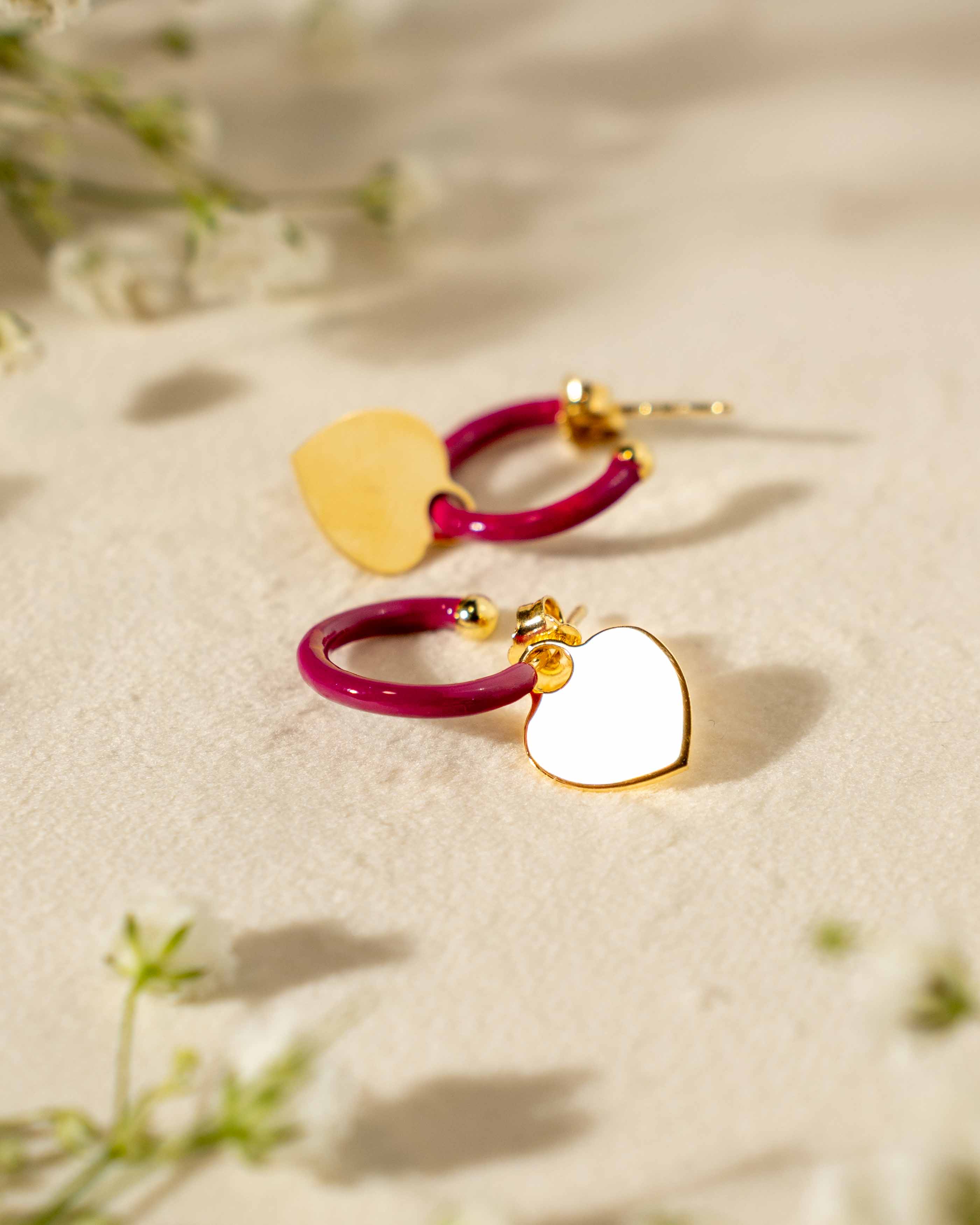 ORECCHINI LINEA GAIA
CUORE PENDENTE ORO IN ARGENTO 925 CERCHIO SMALTATO FUCSIA