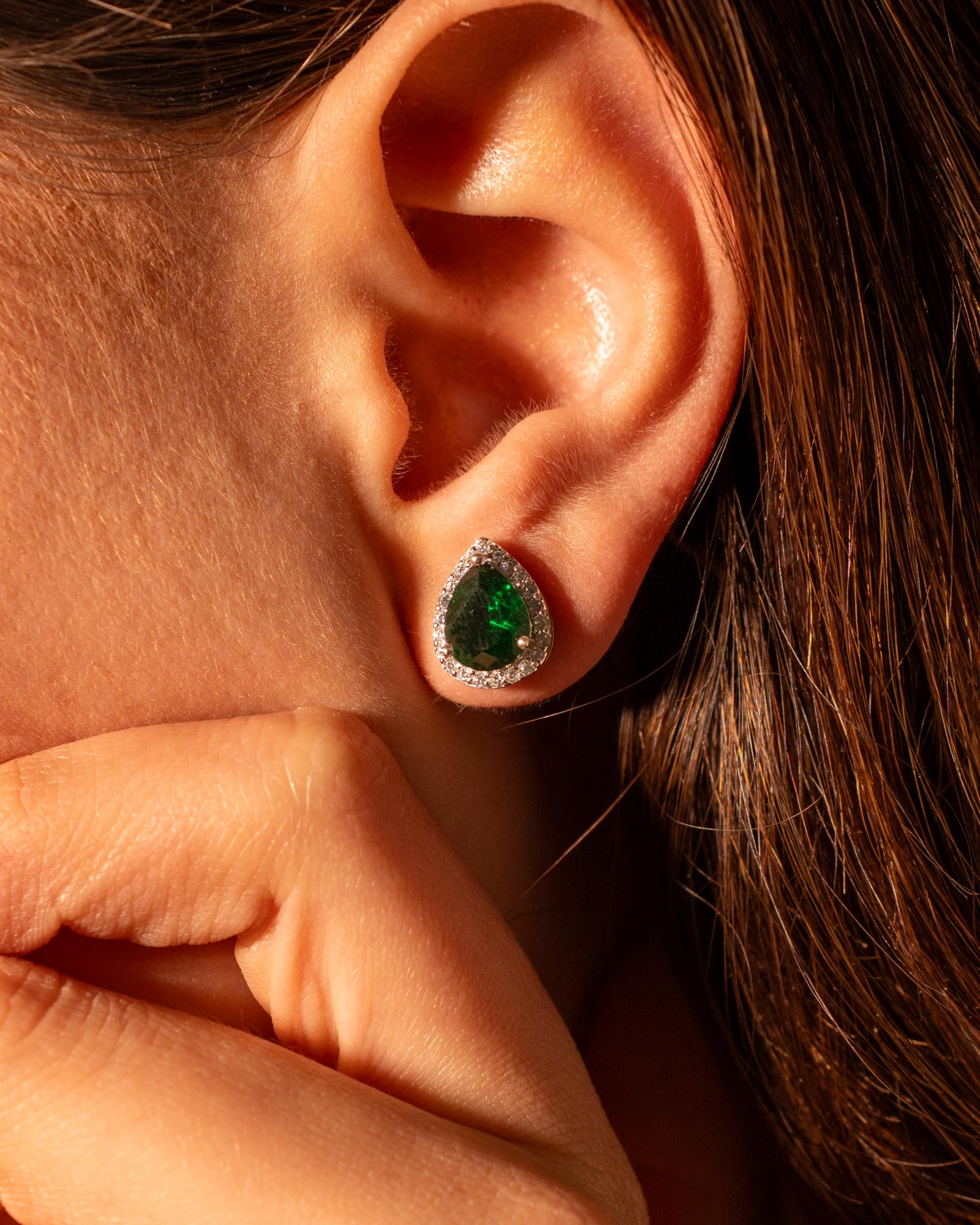 ORECCHINI LINEA ANGELICA GOCCIA VERDE IN ARGENTO 925 E ZIRCONI