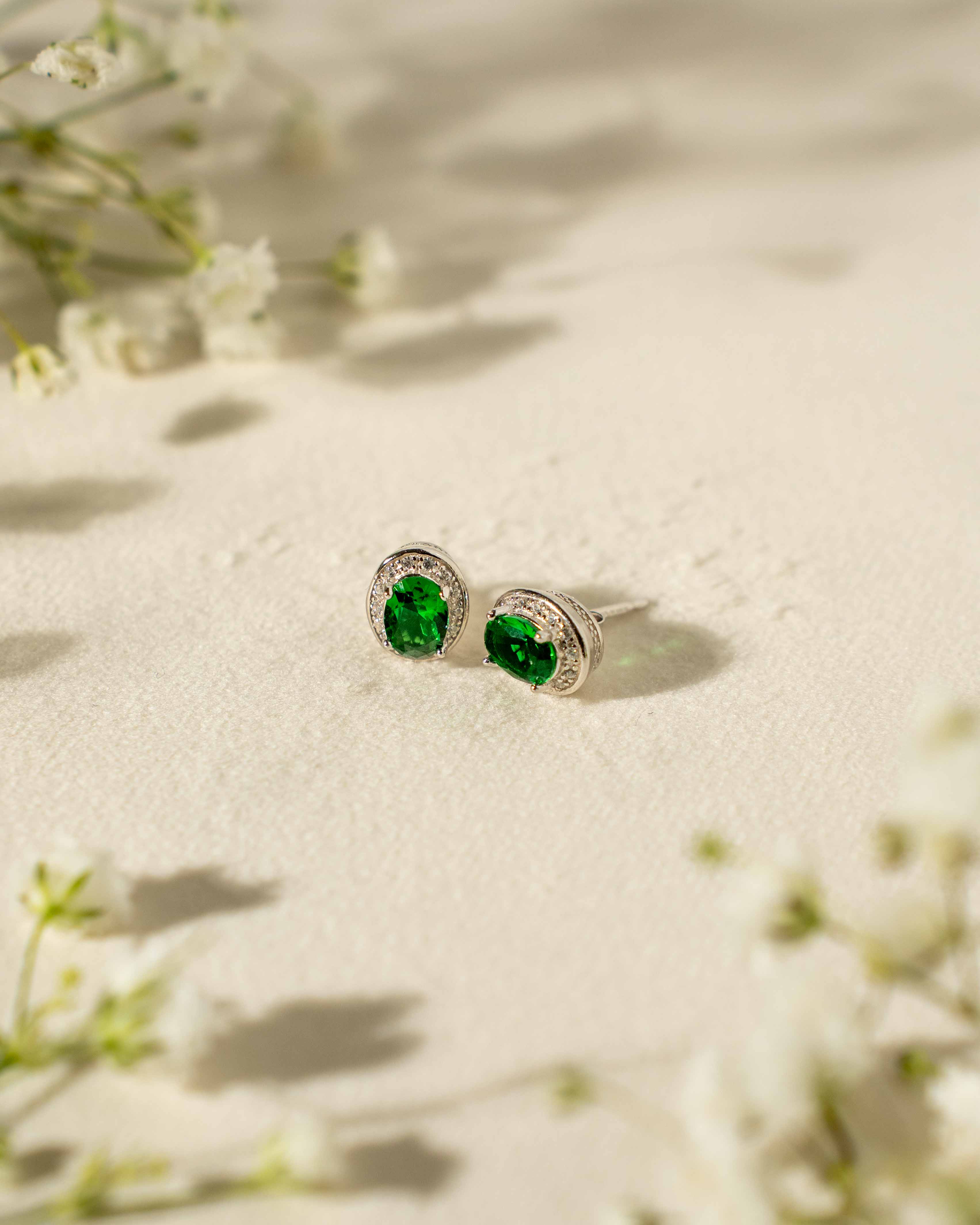 ORECCHINI LINEA KATE ZIRCONE OVALE VERDE IN ARGENTO 925