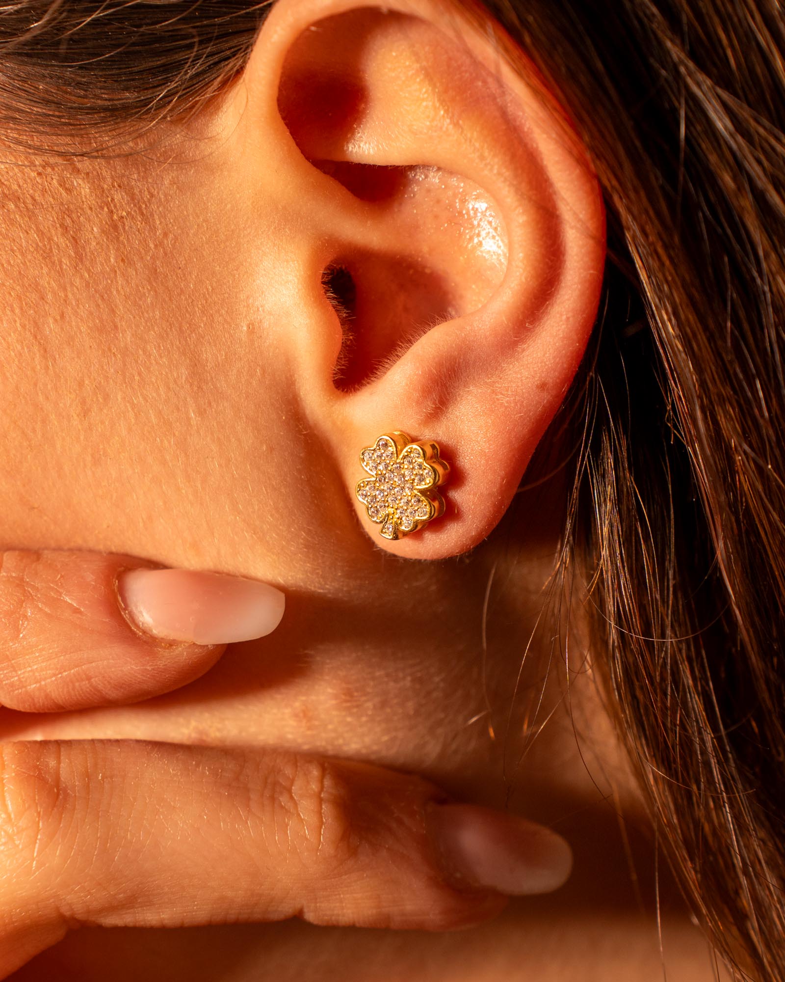 ORECCHINI LINEA QUADRIFOGLIO ORO IN ARGENTO 925 E ZIRCONI