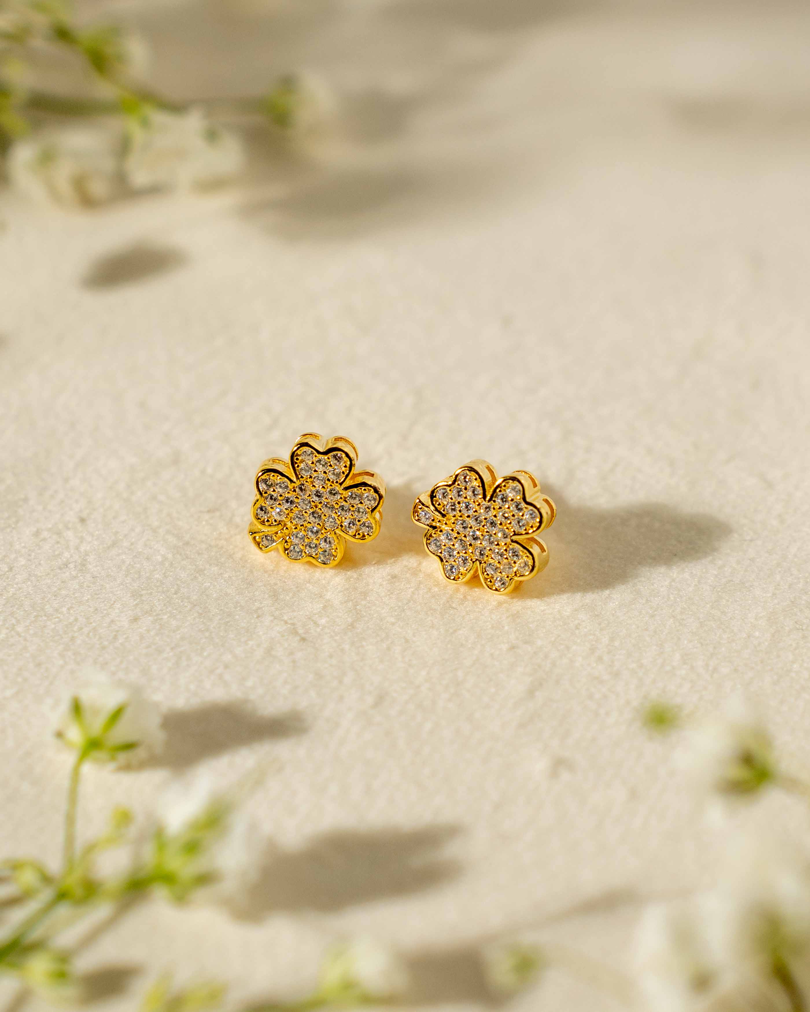 ORECCHINI LINEA QUADRIFOGLIO ORO IN ARGENTO 925 E ZIRCONI