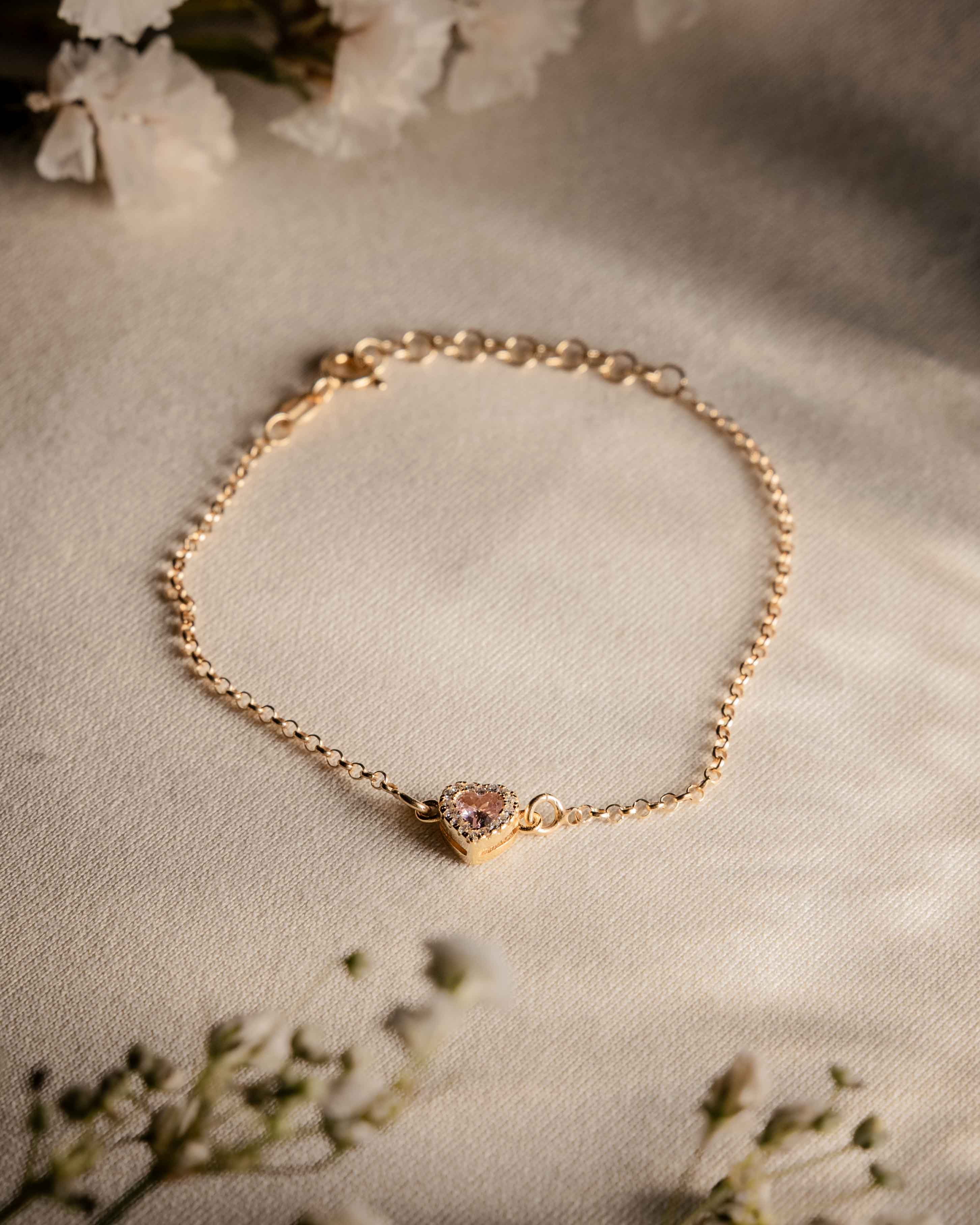 BRACCIALE LINEA EVA ORO ZIRCONE ROSA IN ARGENTO 925