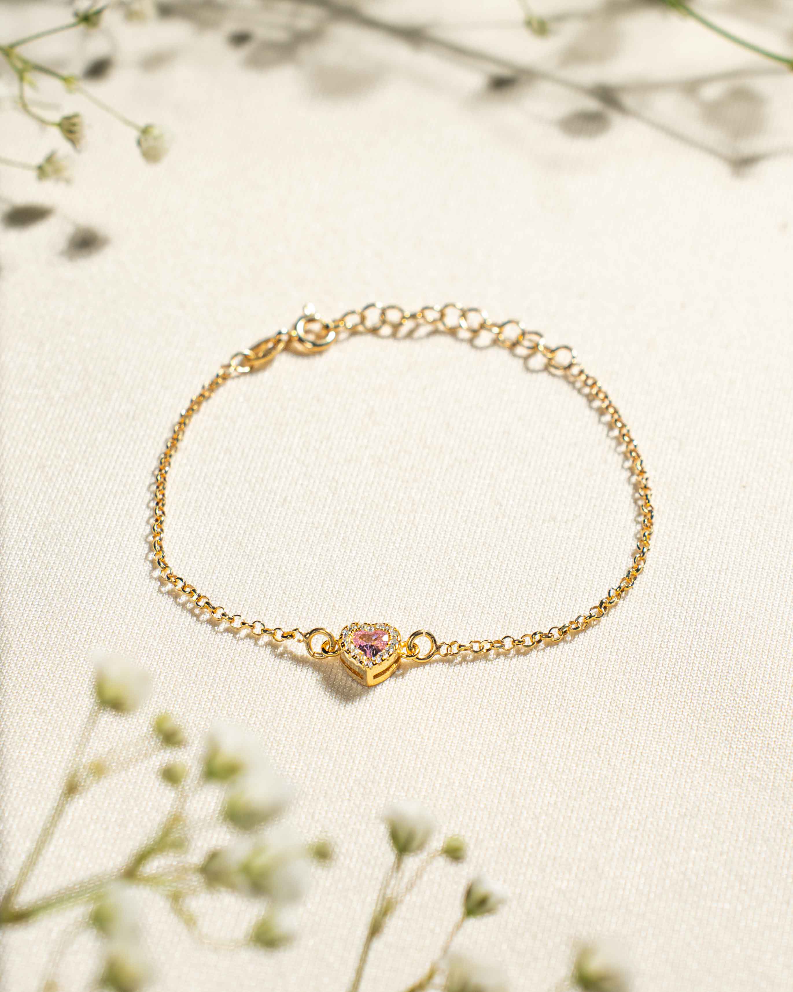 BRACCIALE LINEA EVA ORO ZIRCONE ROSA IN ARGENTO 925
