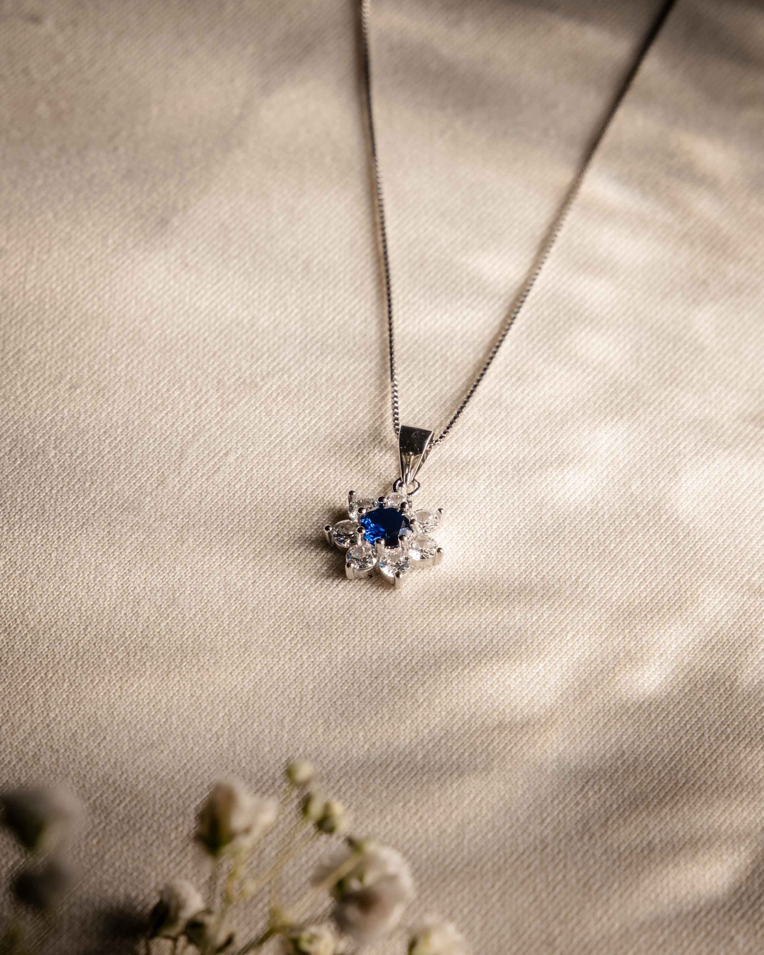 COLLANA LINEA KELLY ARGENTO 925 ZIRCONI BIANCHI E BLU