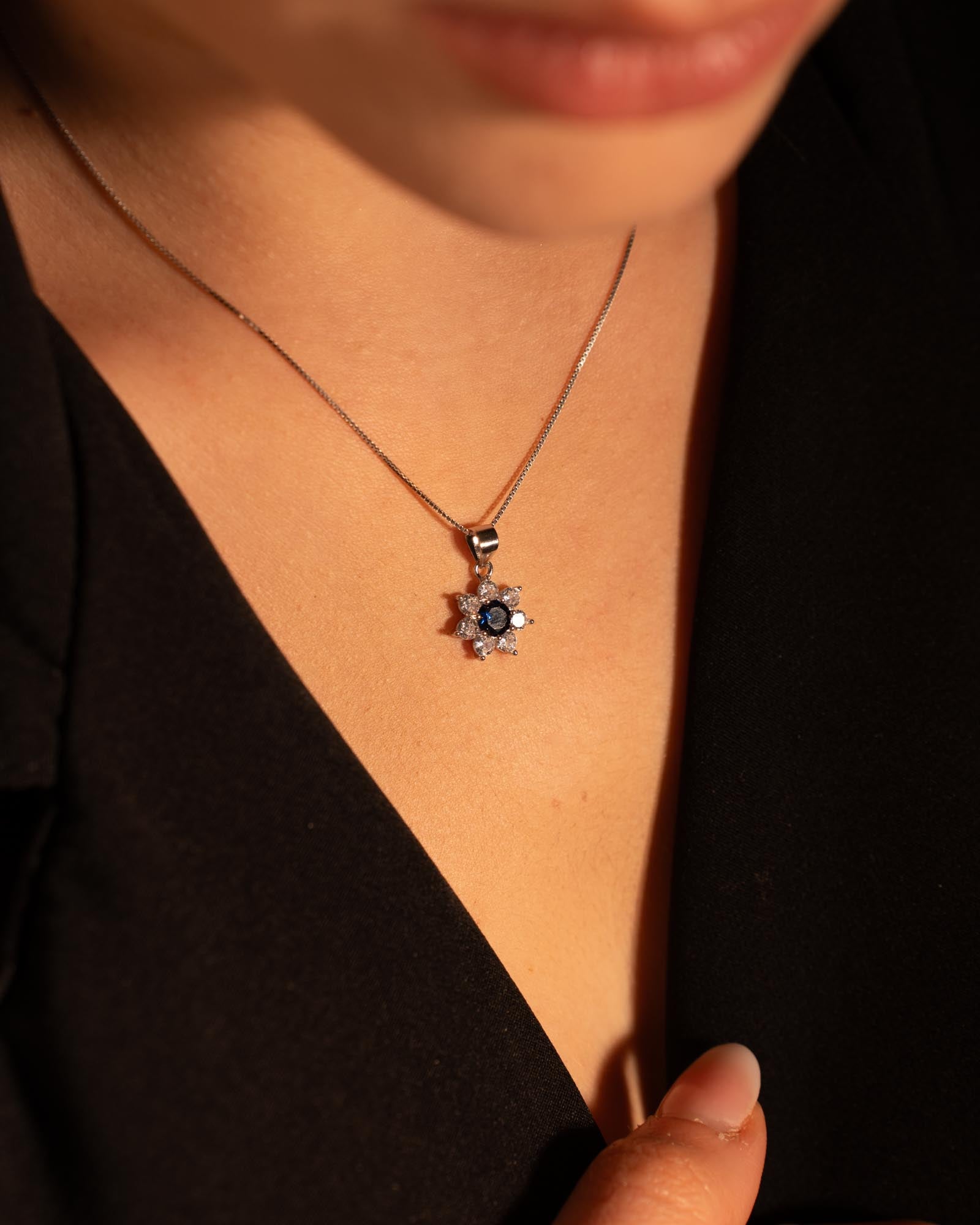 COLLANA LINEA KELLY ARGENTO 925 ZIRCONI BIANCHI E BLU