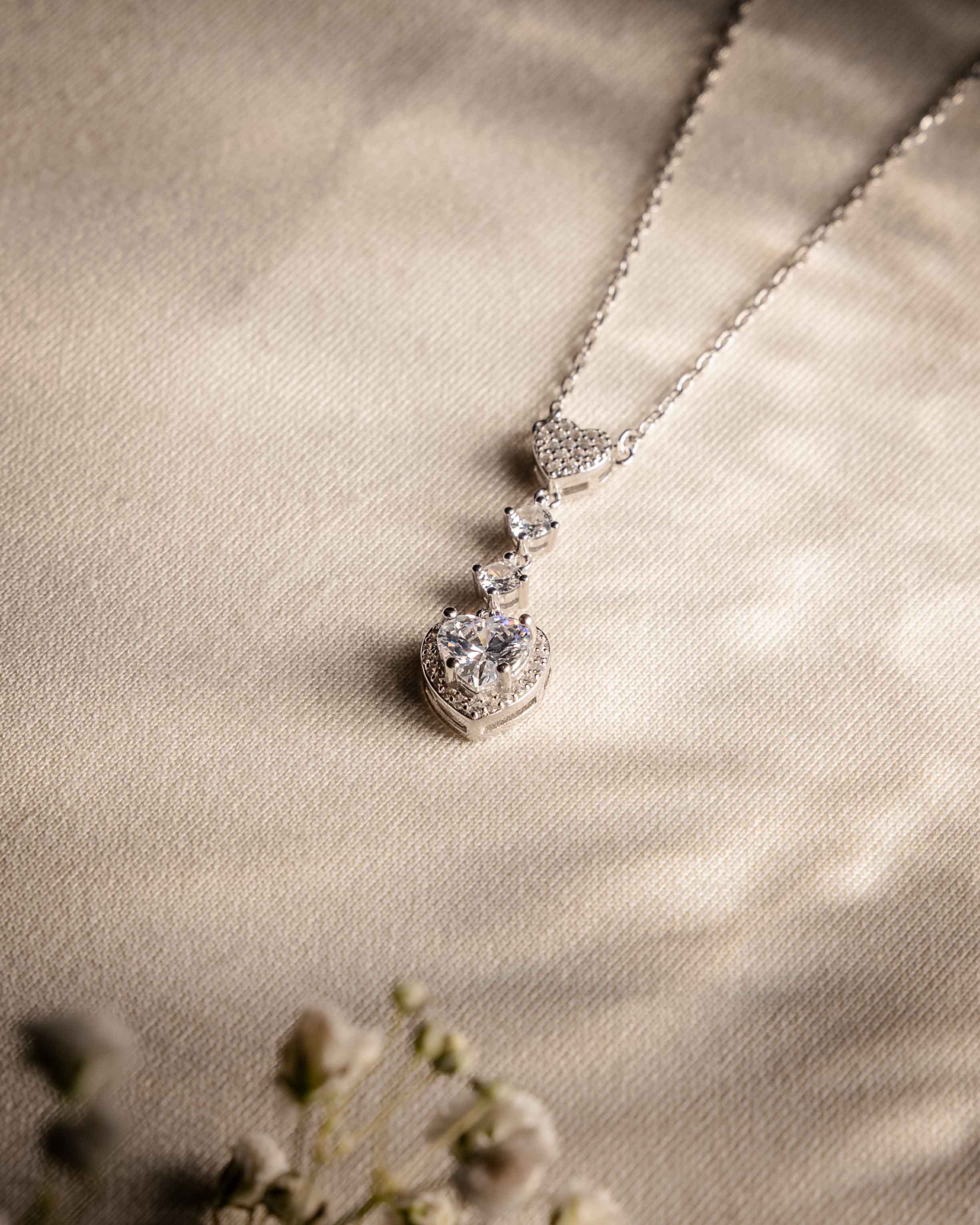 COLLANA LINEA NOEMI CUORE ARGENTO 925 ZIRCONI BIANCHI