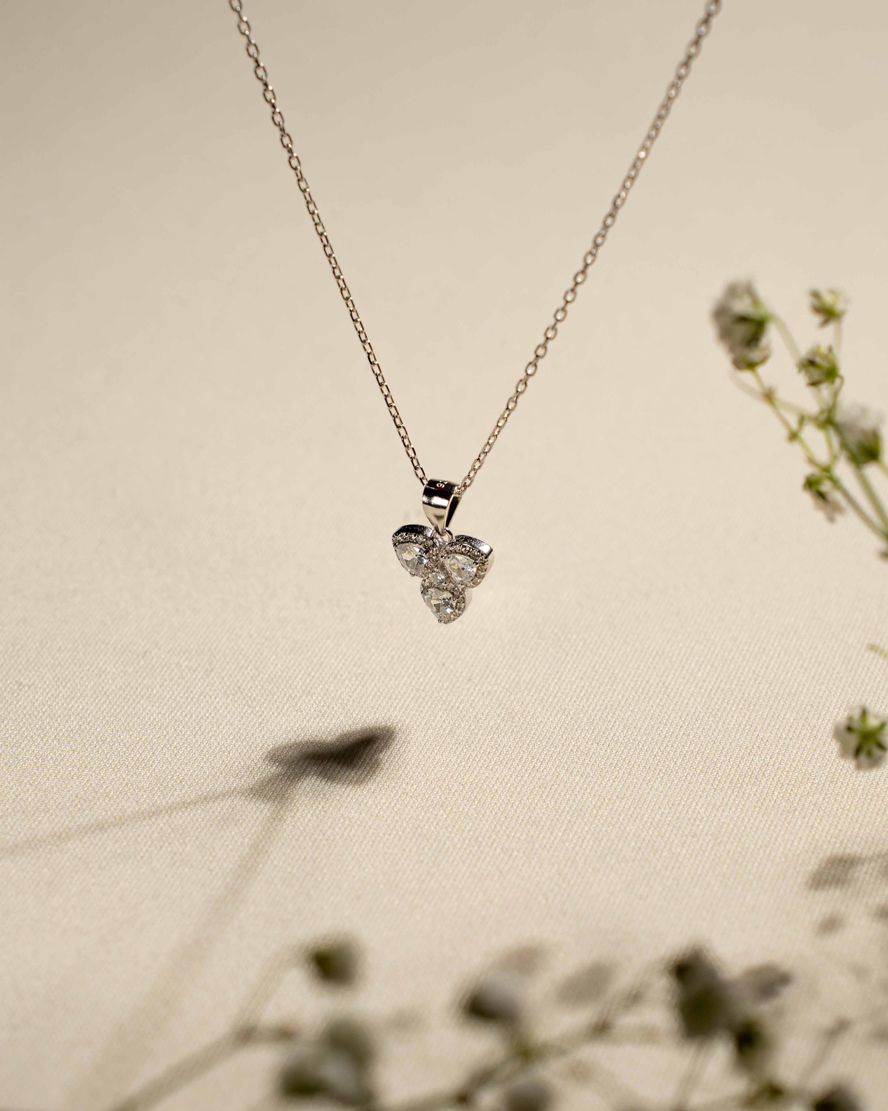 COLLANA TRI DI CUORI IN ARGENTO 925 E ZIRCONI