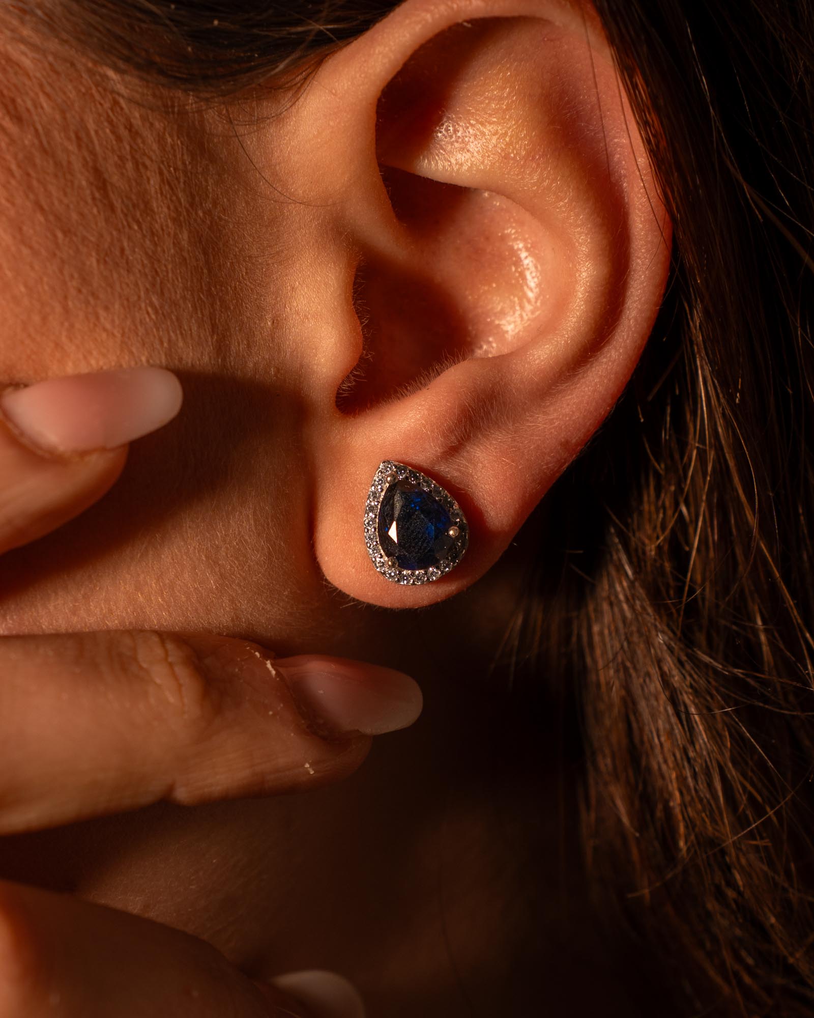 ORECCHINI LINEA ANGELICA GOCCIA BLU IN ARGENTO 925 E ZIRCONI