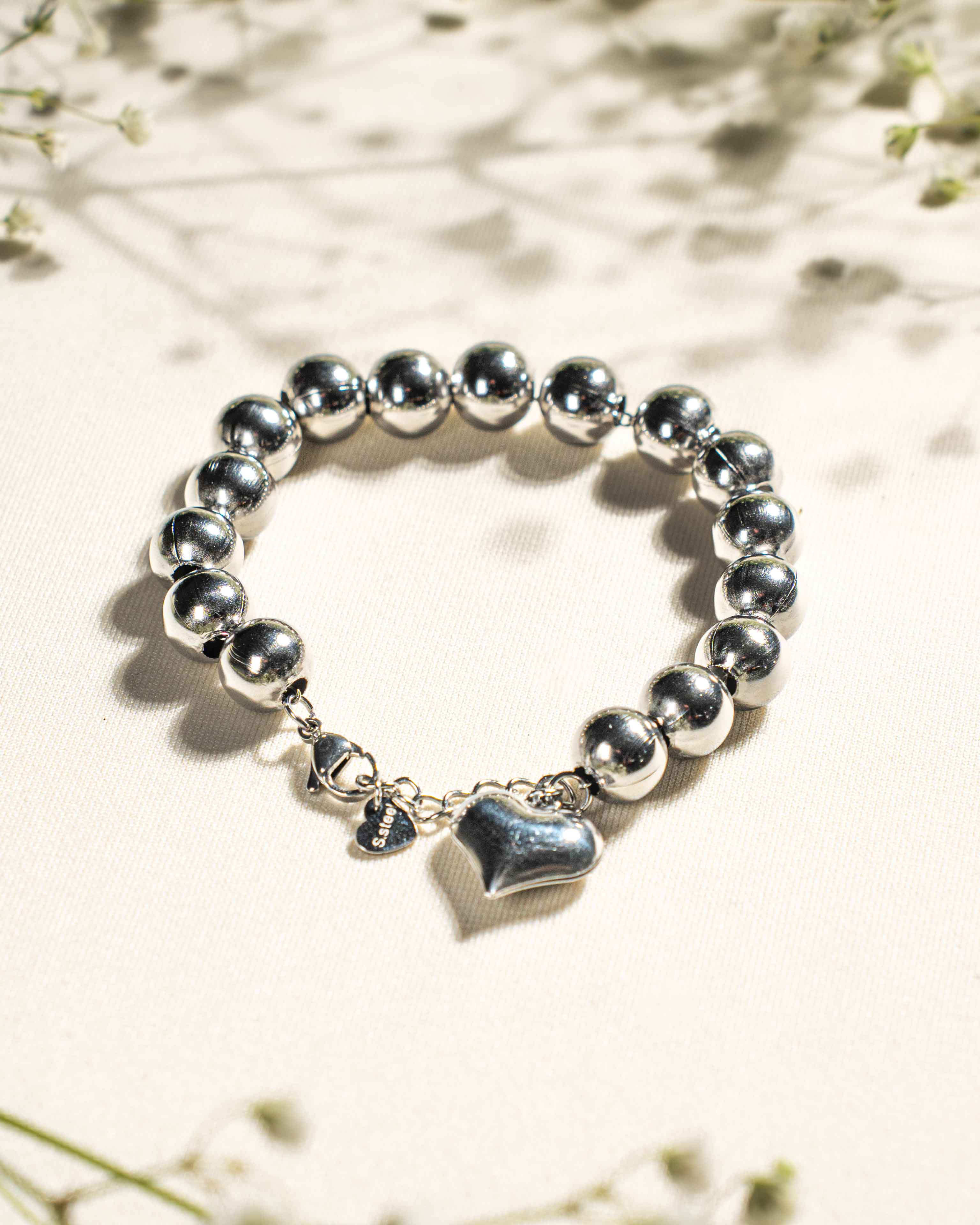 BRACCIALE SONAGLIO LORY CON CUORE IN ACCIAIO DIAM.10