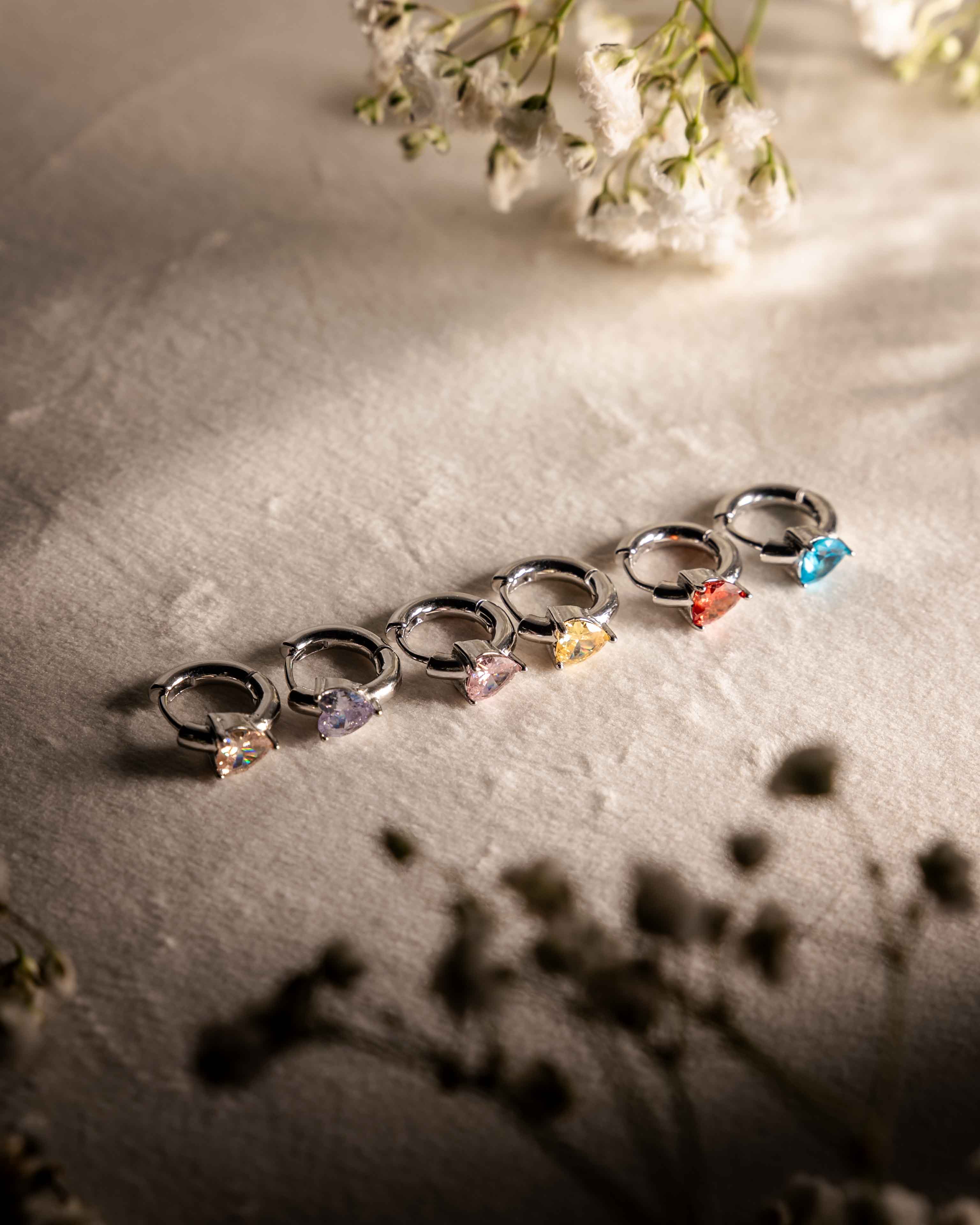 ORECCHINI SET 6 PZ CUORE MULTICOLOR STRASS E ACCIAIO
