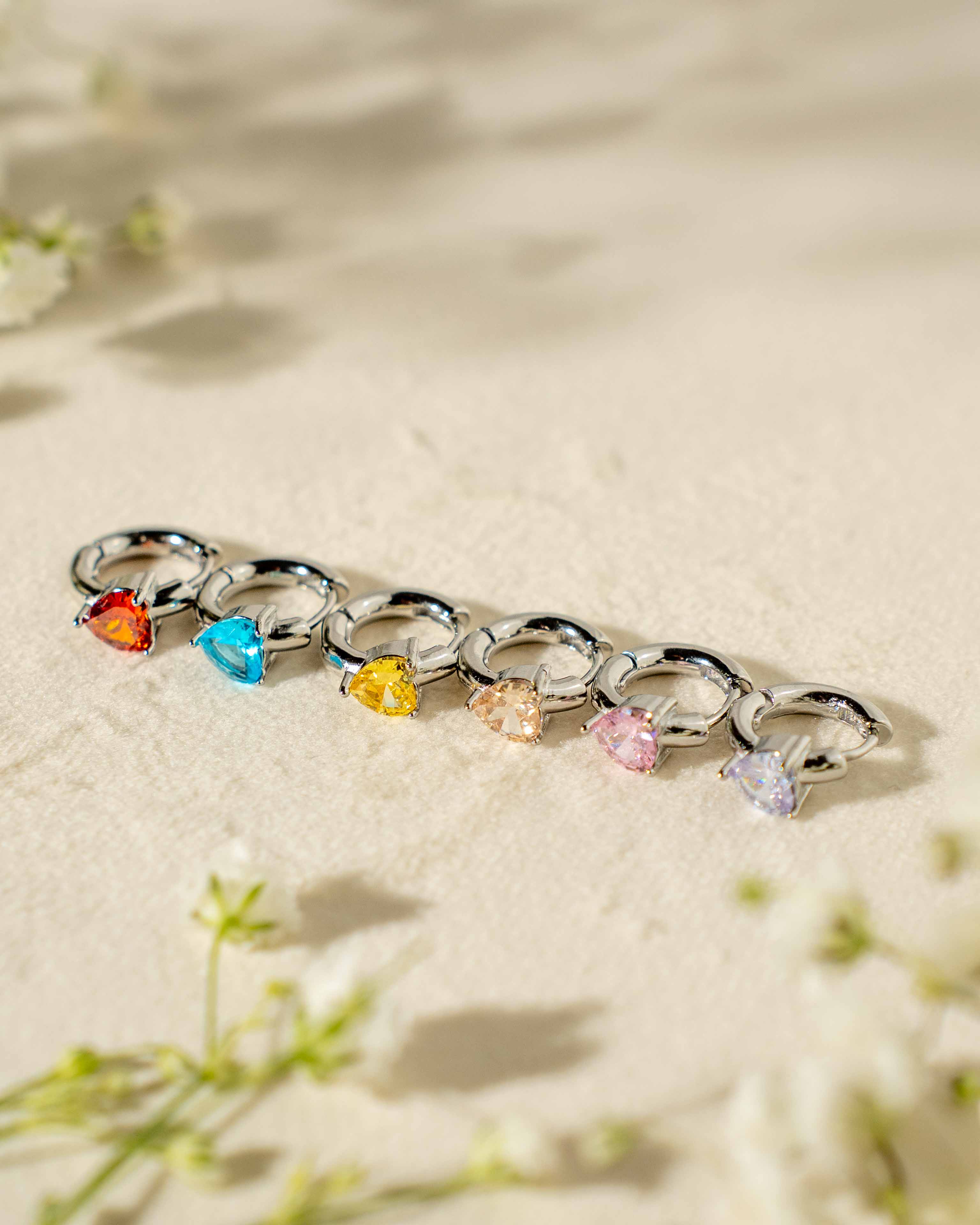 ORECCHINI SET 6 PZ CUORE MULTICOLOR STRASS E ACCIAIO
