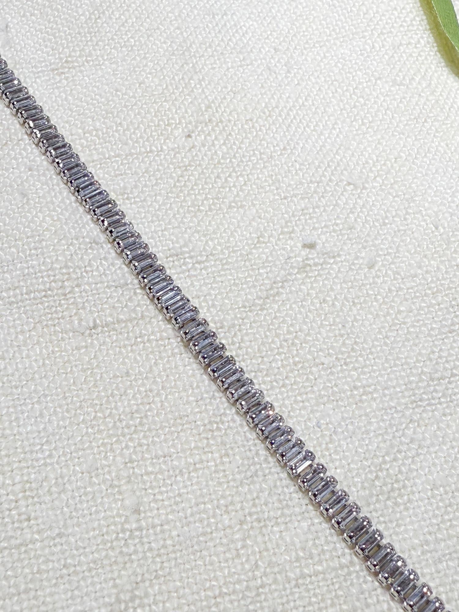 BRACCIALE TENNIS BAGUETTE ZIRCONI BIANCO ARGENTO 925