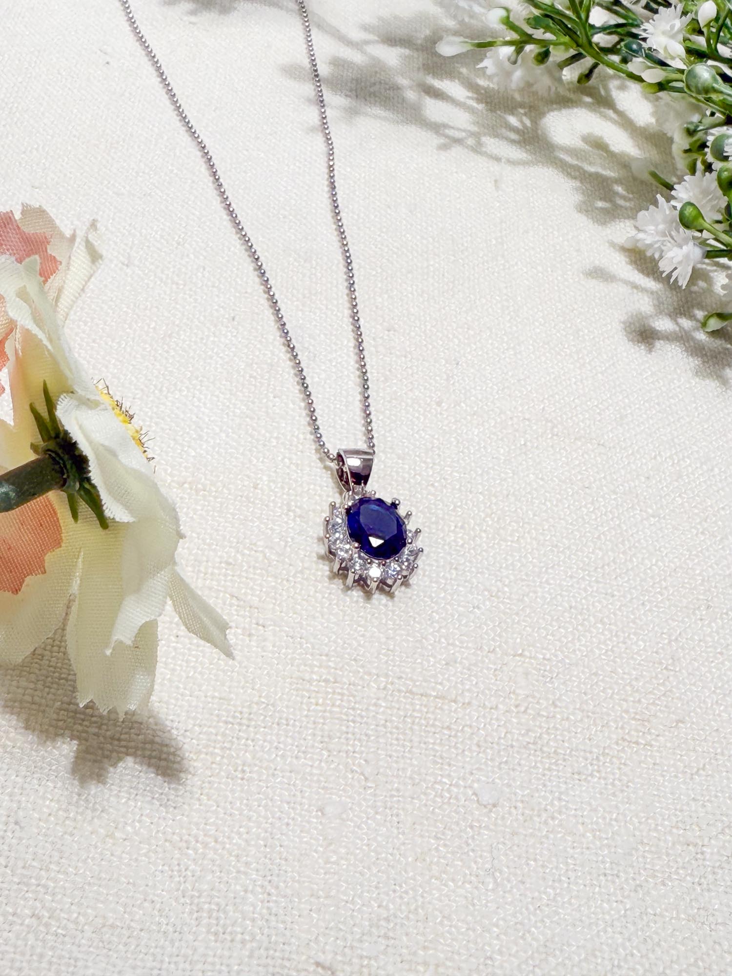 COLLANA DIANA ARGENTO 925 ZIRCONI BLU