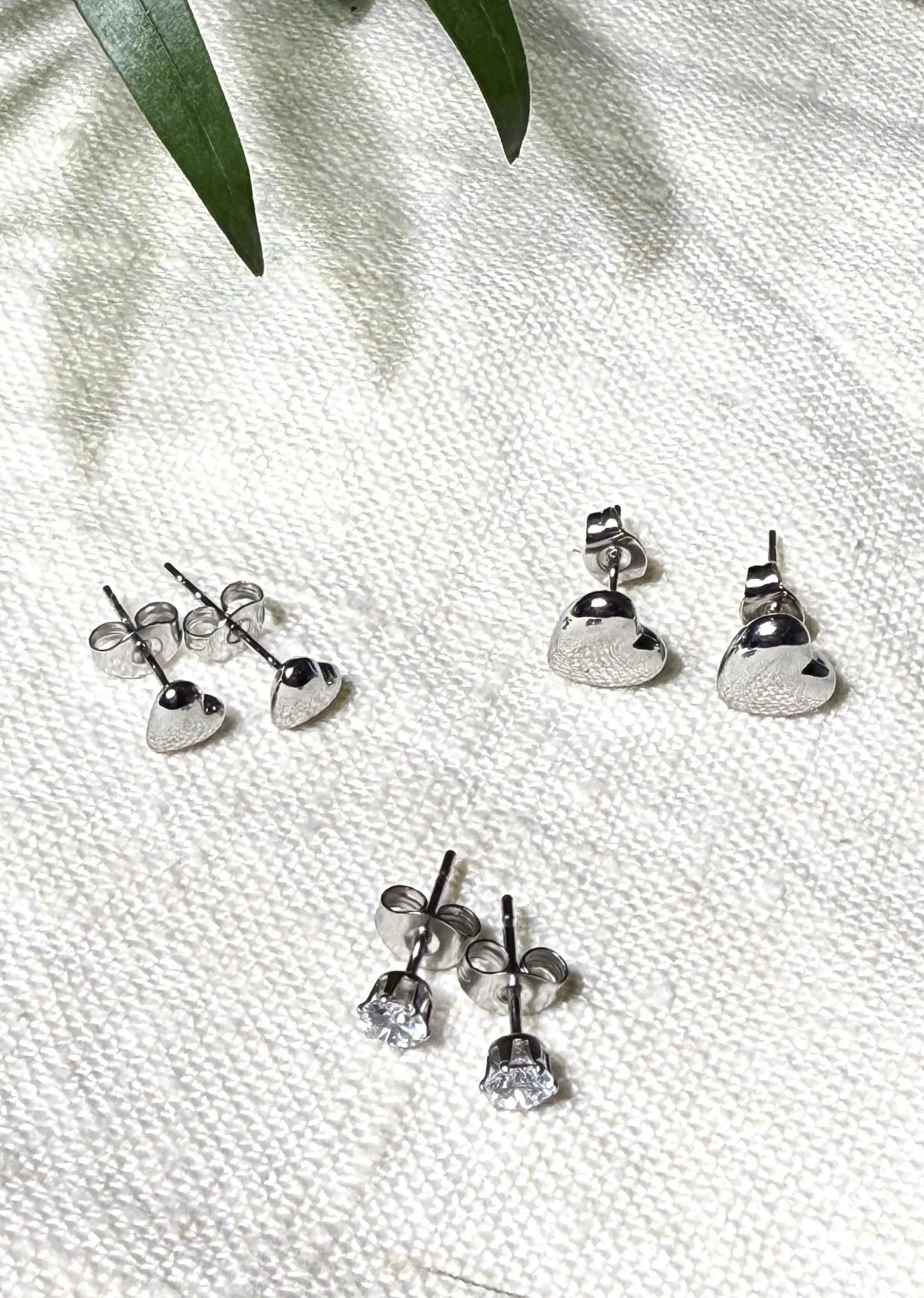 ORECCHINI SET 6 PEZZI CUORICINI SILVER IN ACCIAIO 316L