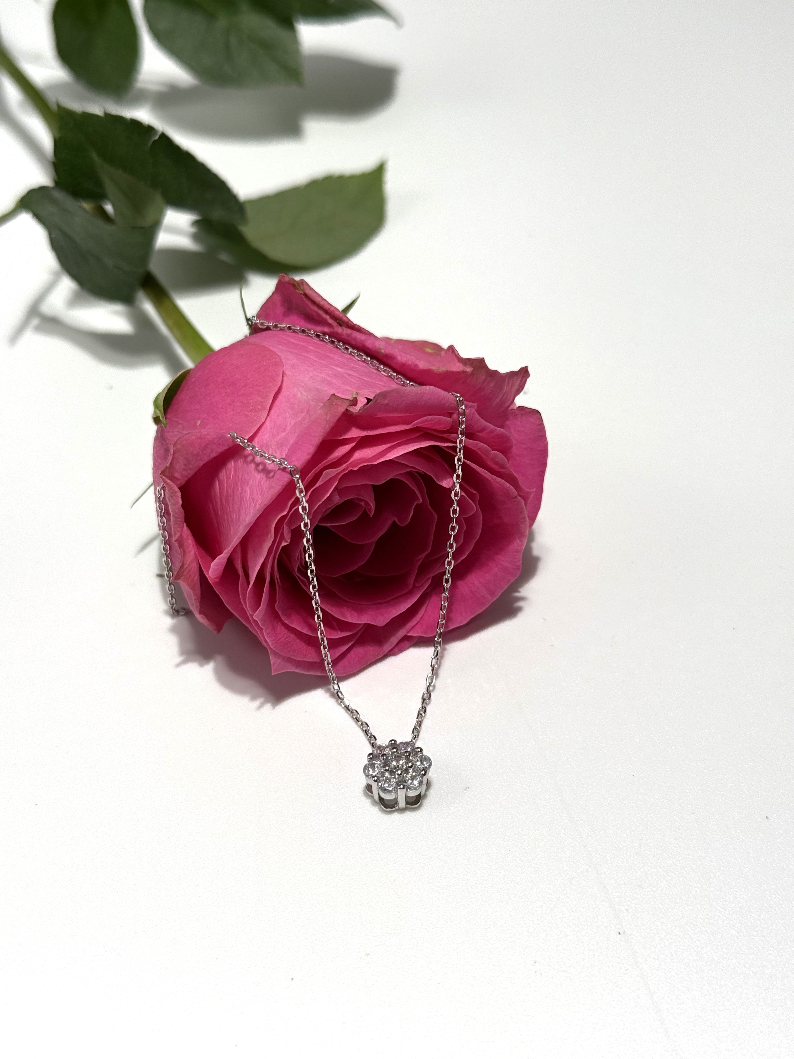 COLLANA LINEA MERY CON FIORE E CATENINA FORZATINA IN ARGENTO 925