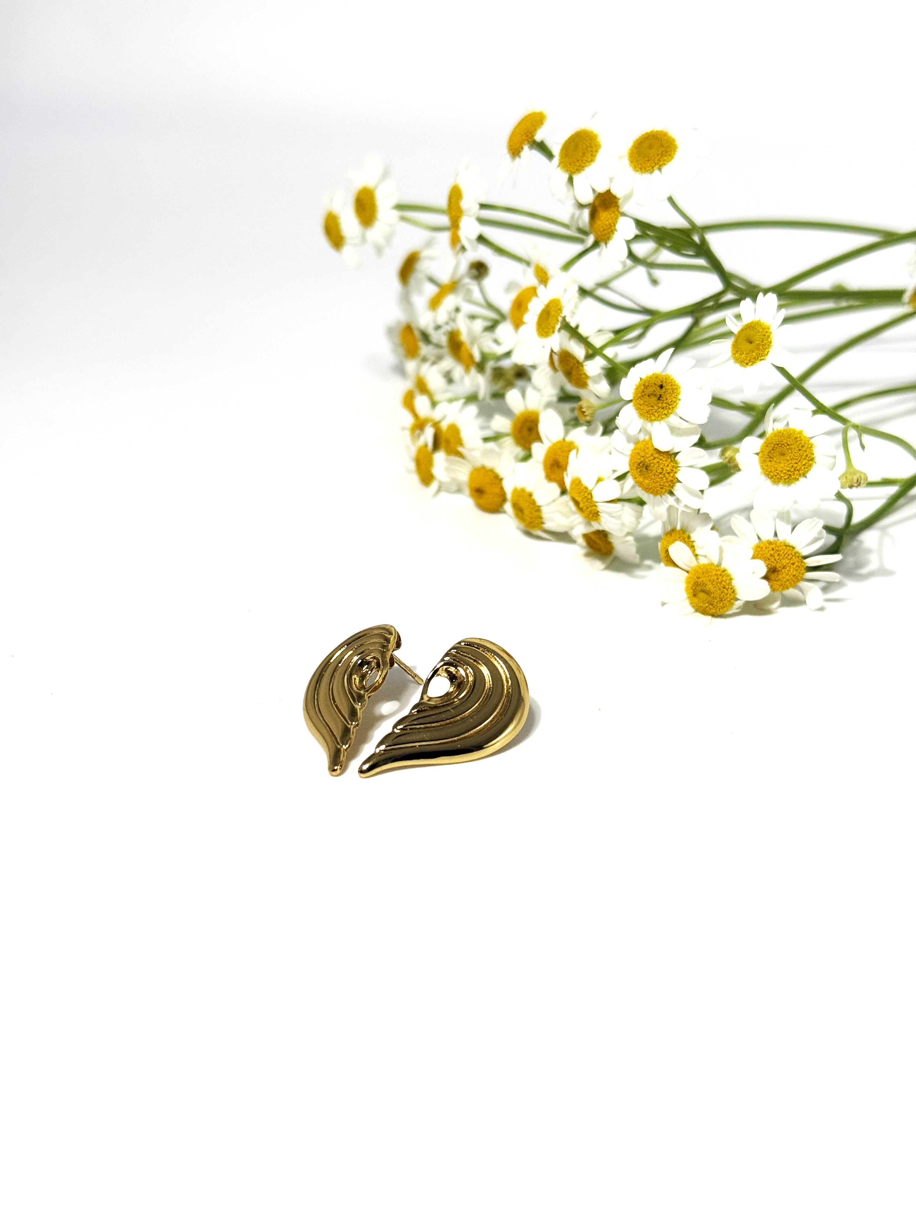 ORECCHINO CUORE ALATO ACCIAIO 304 COLORE GOLD