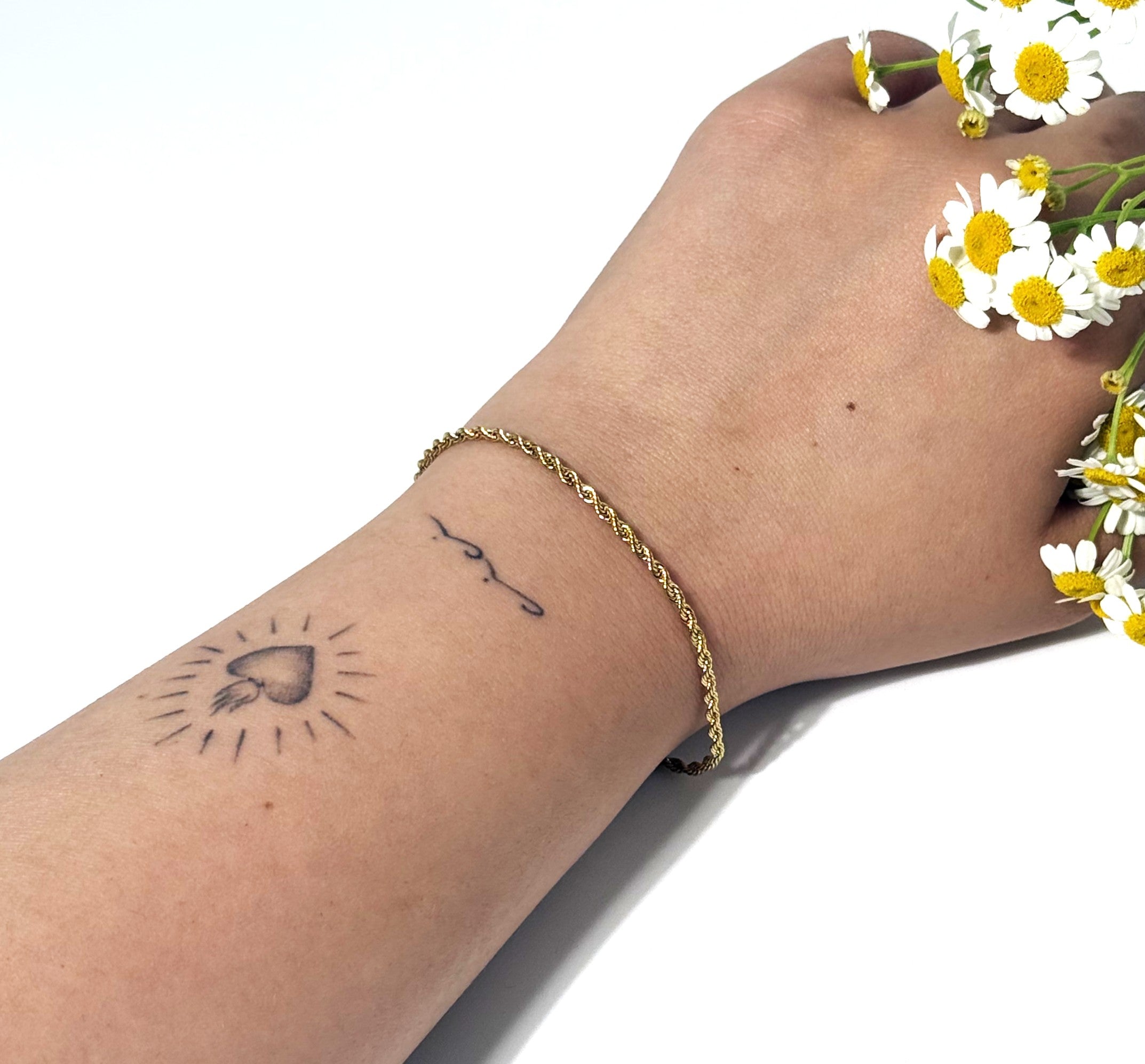 BRACCIALE FUNETTA ACCIAIO 316 2MM GOLD 17+5CM