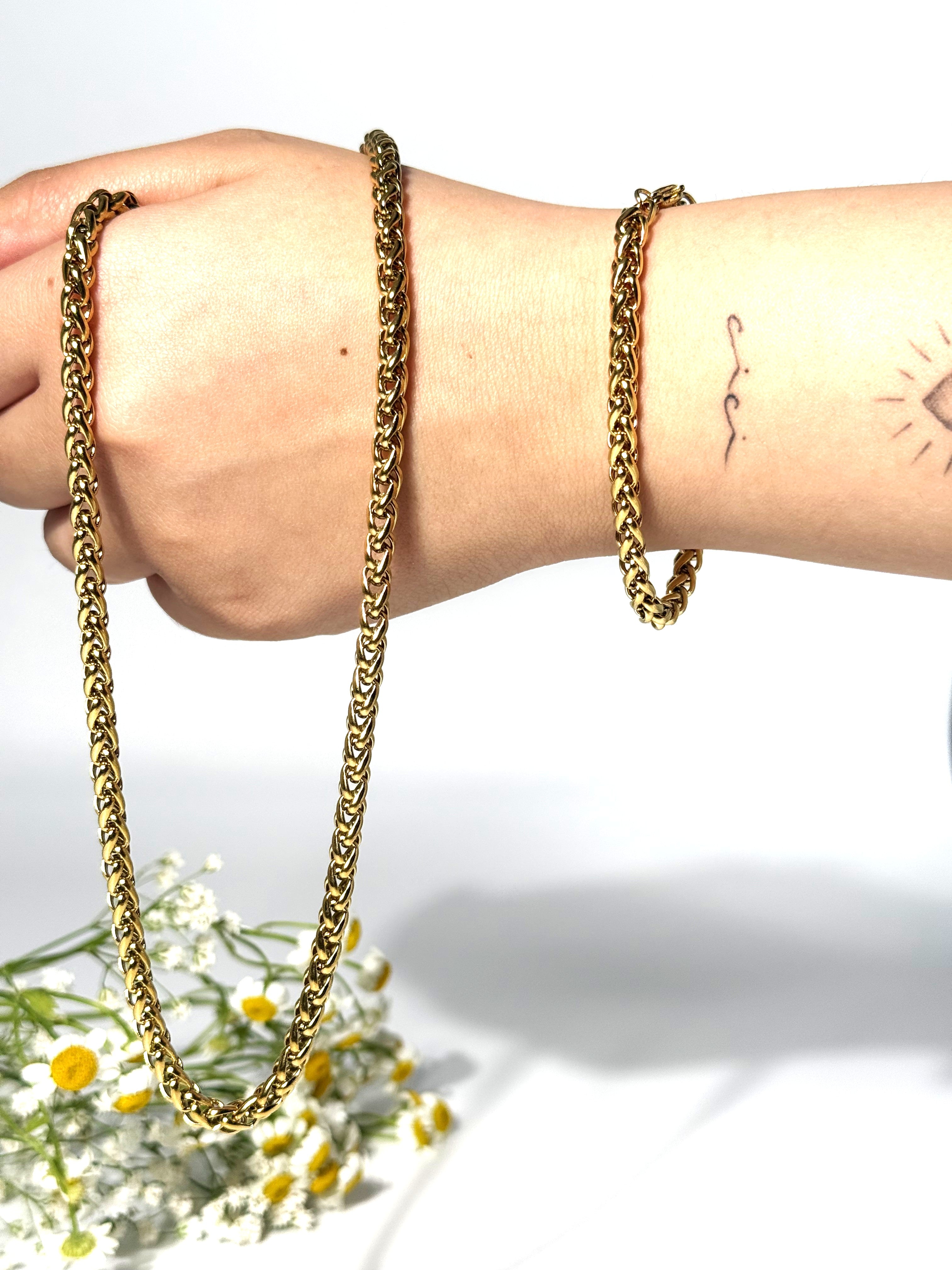 SET CORDA BRACCIALE + COLLANA ACCIAIO 316L GOLD