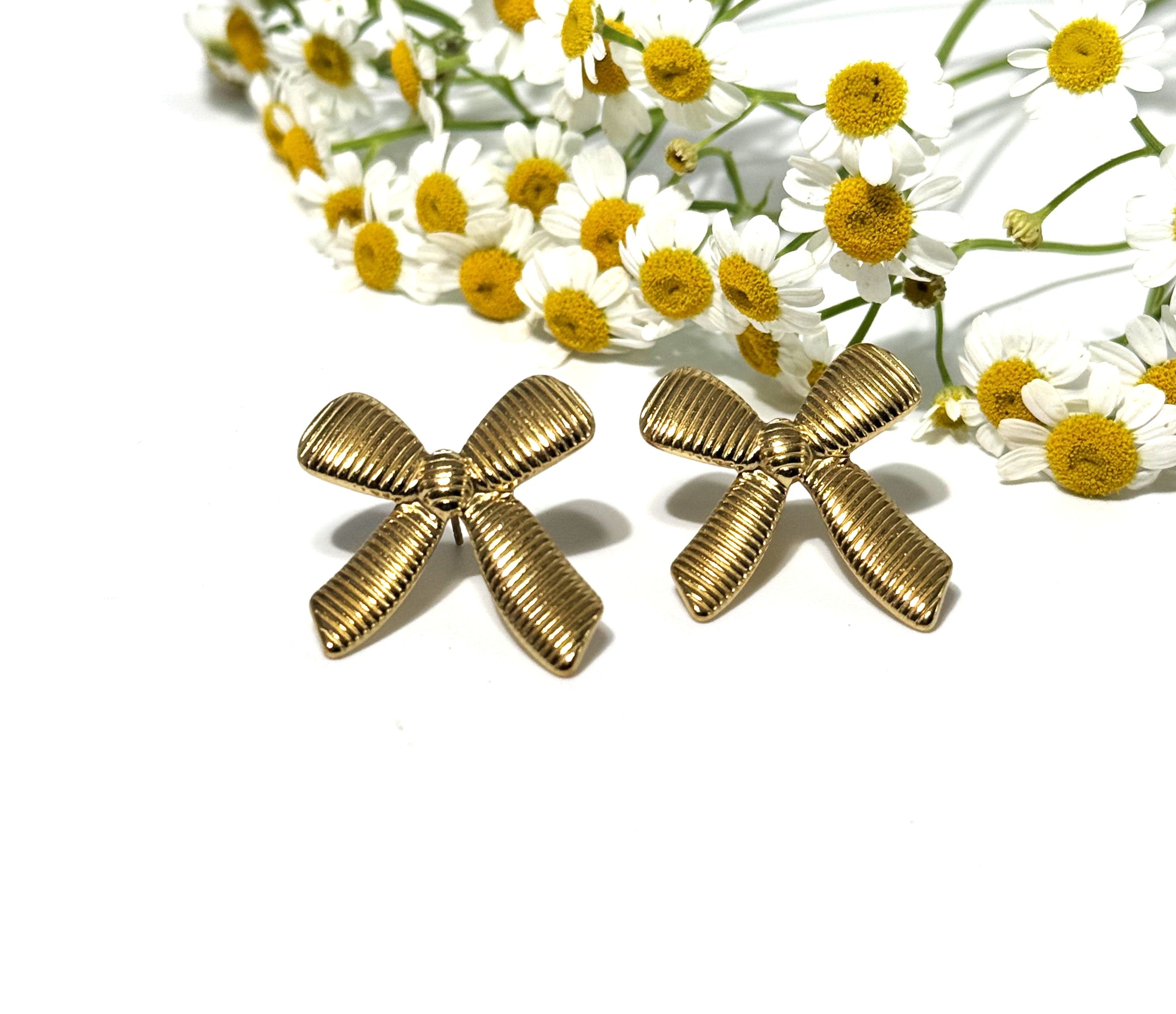 ORECCHINO FIOCCO ACCIAIO 304 GOLD