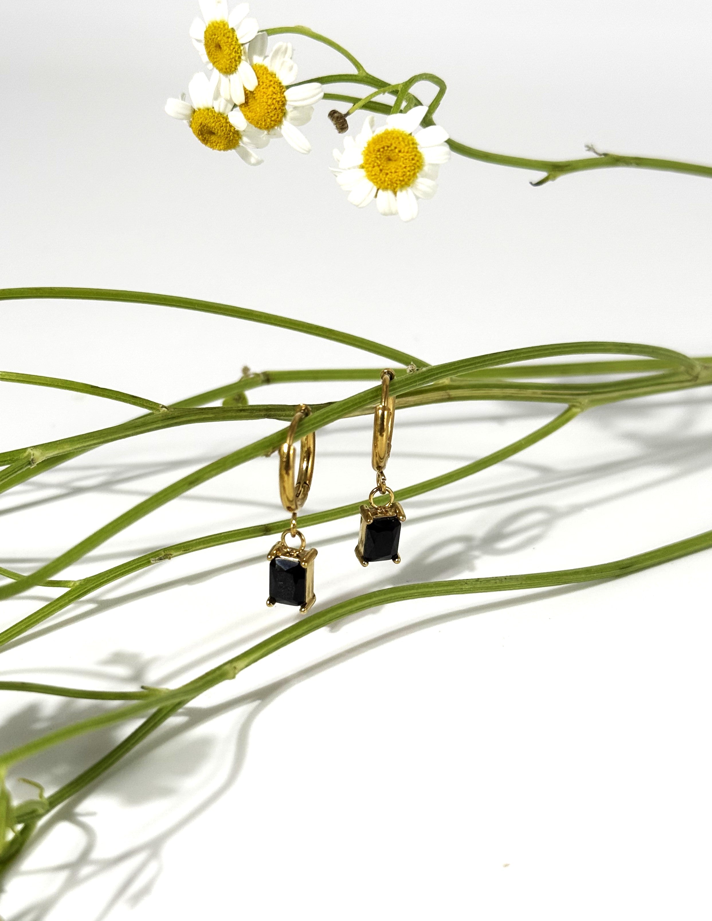 ORECCHINO CARLA NERO ACCIAIO 316