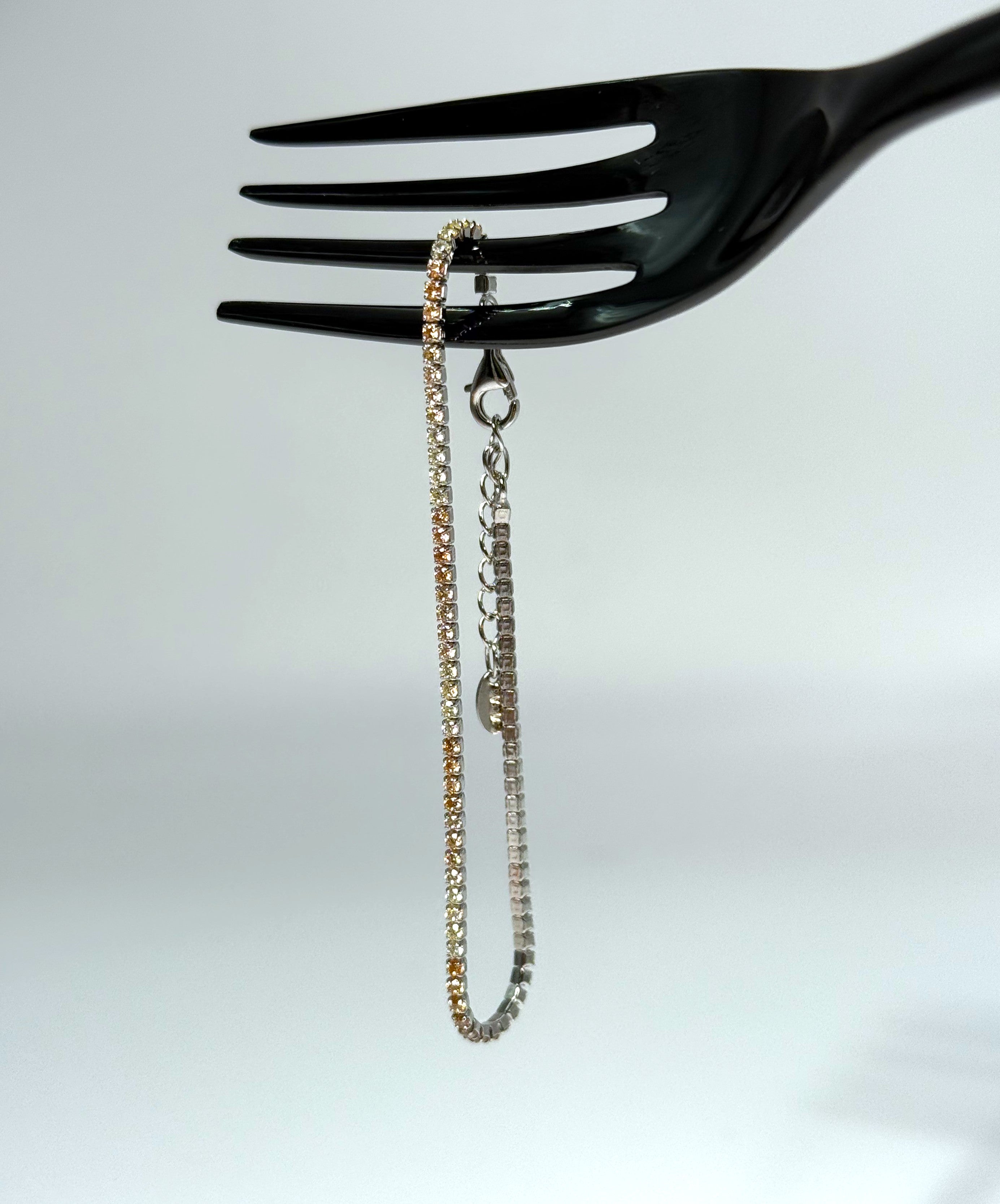 BRACCIALE TENNIS 1,7MM CHAMPAGNE ARGENTO 925