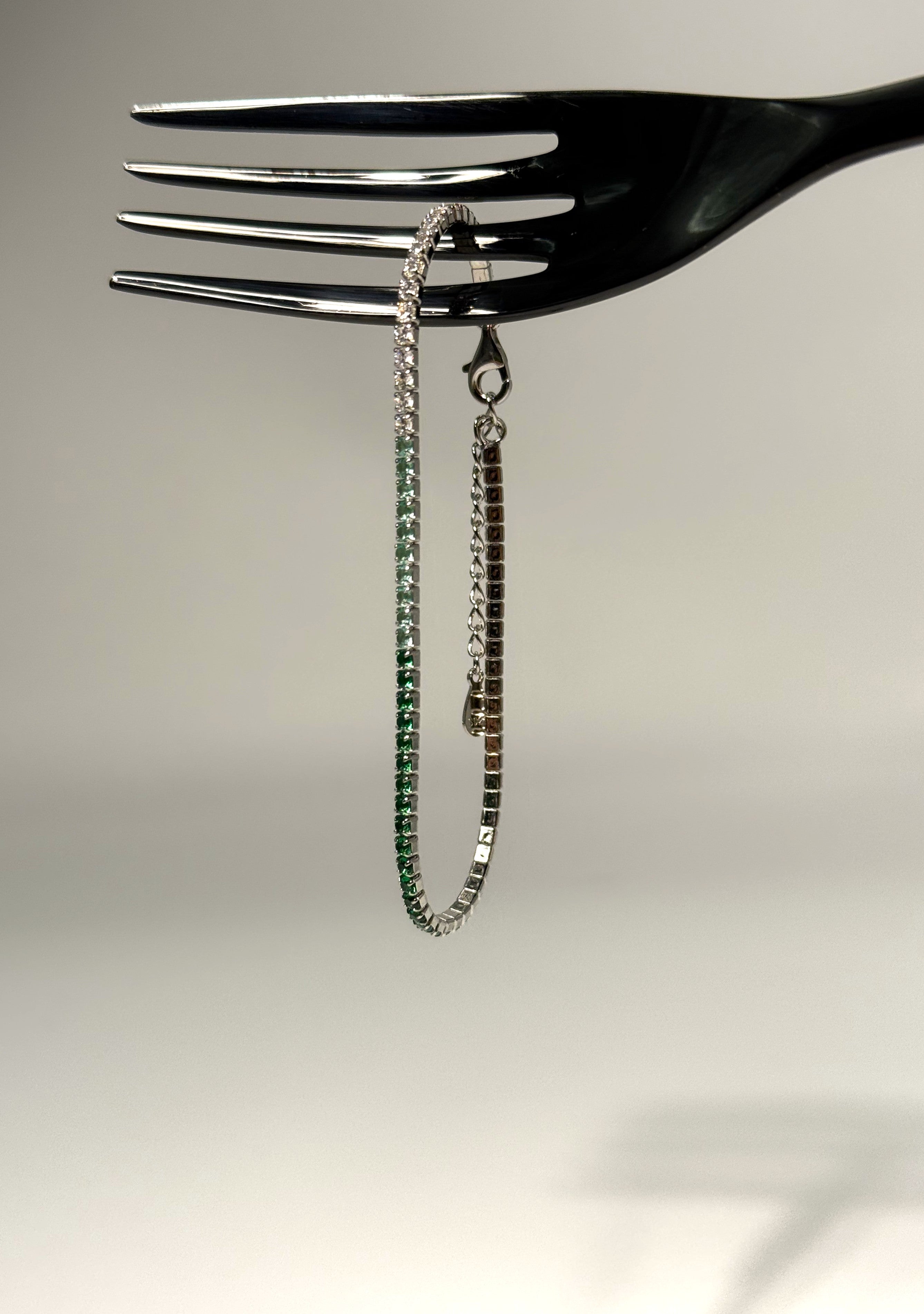 BRACCIALE TENNIS BASIC 2MM SFUMATO VERDE ARGENTO 925