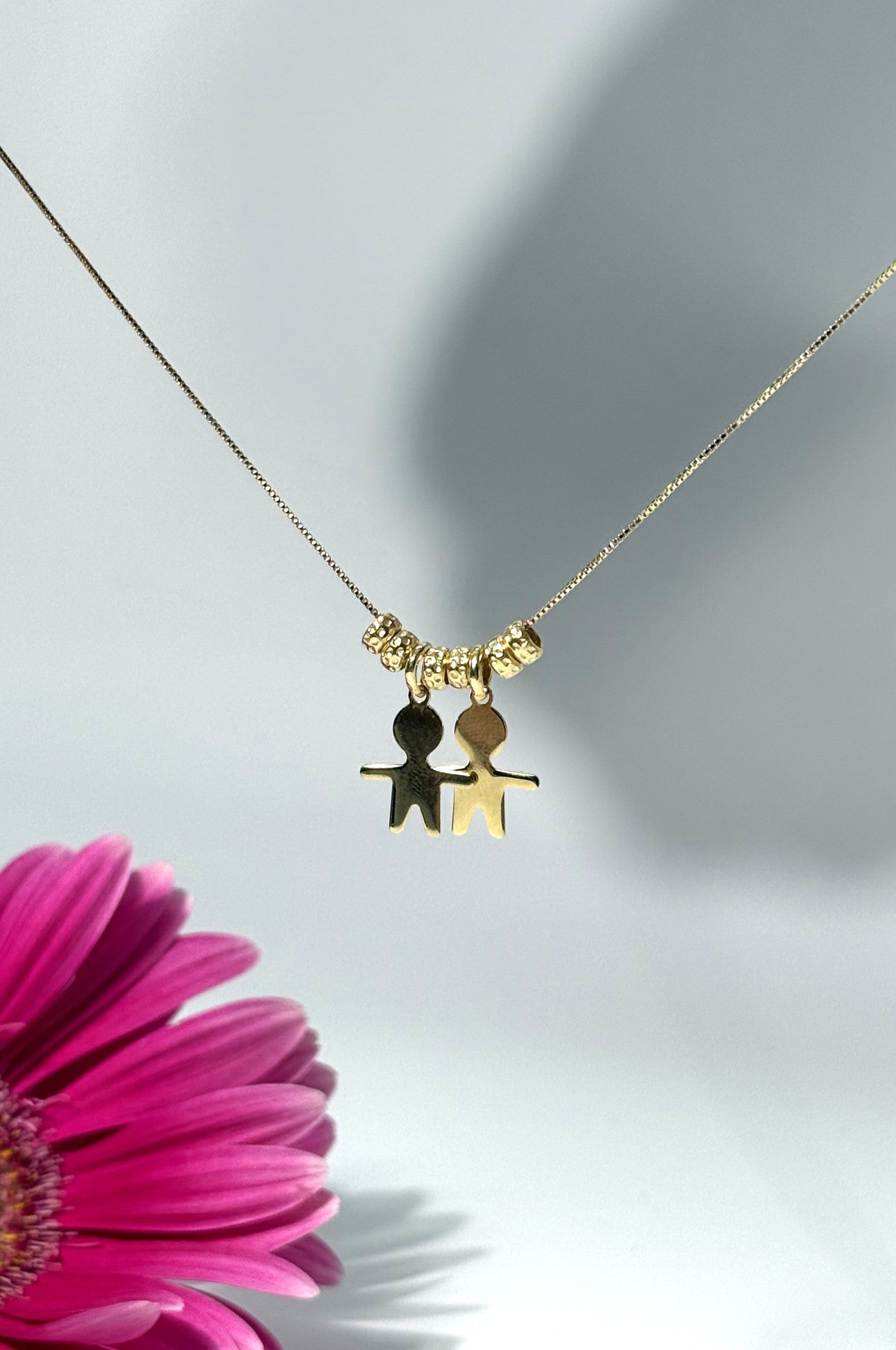 COLLANA CON DUE CIONDOLI BIMBO (1.5CM) IN ARGENTO 925 GOLD