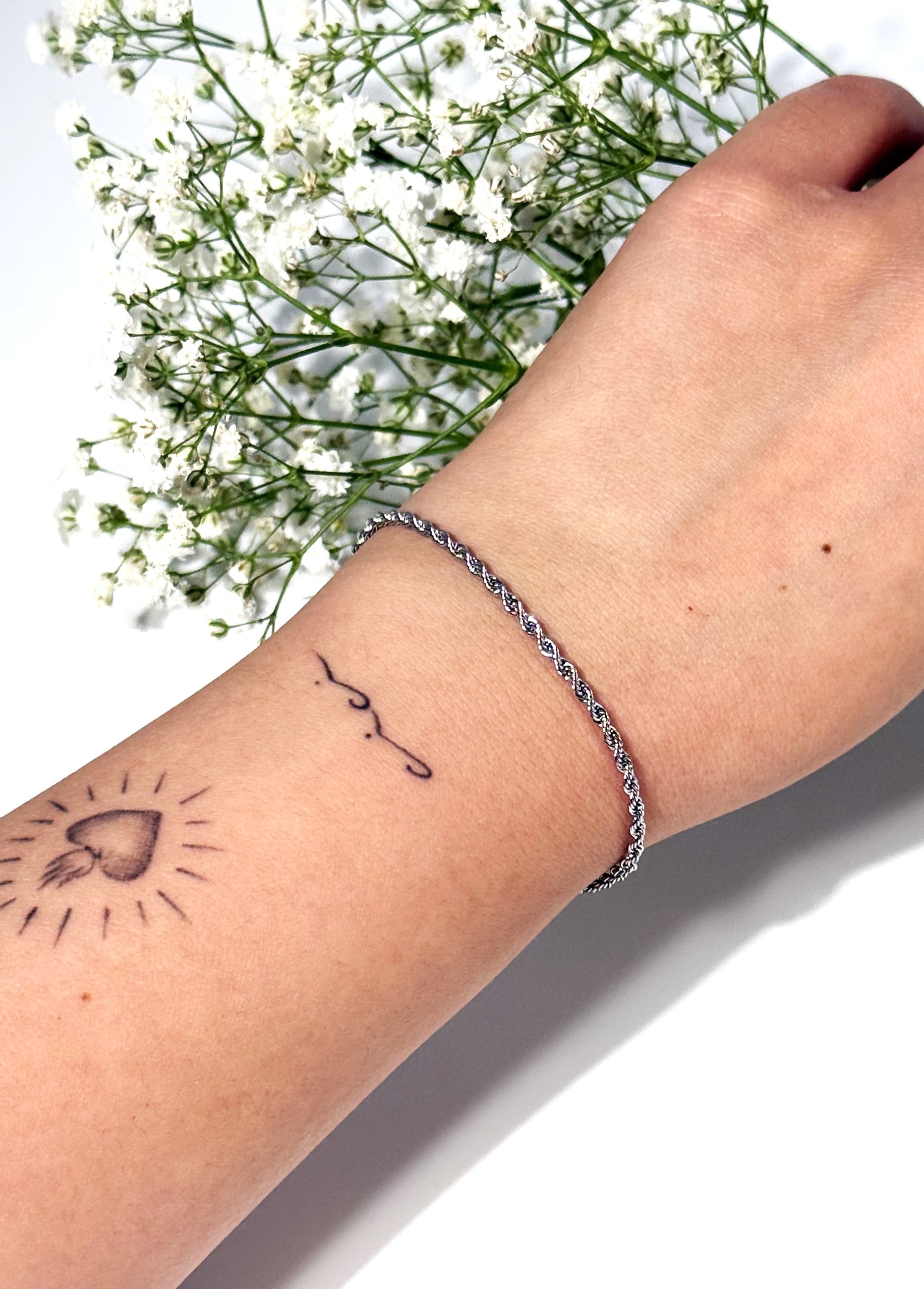 BRACCIALE FUNETTA ACCIAIO 316L 3MM SILVER 17+5CM