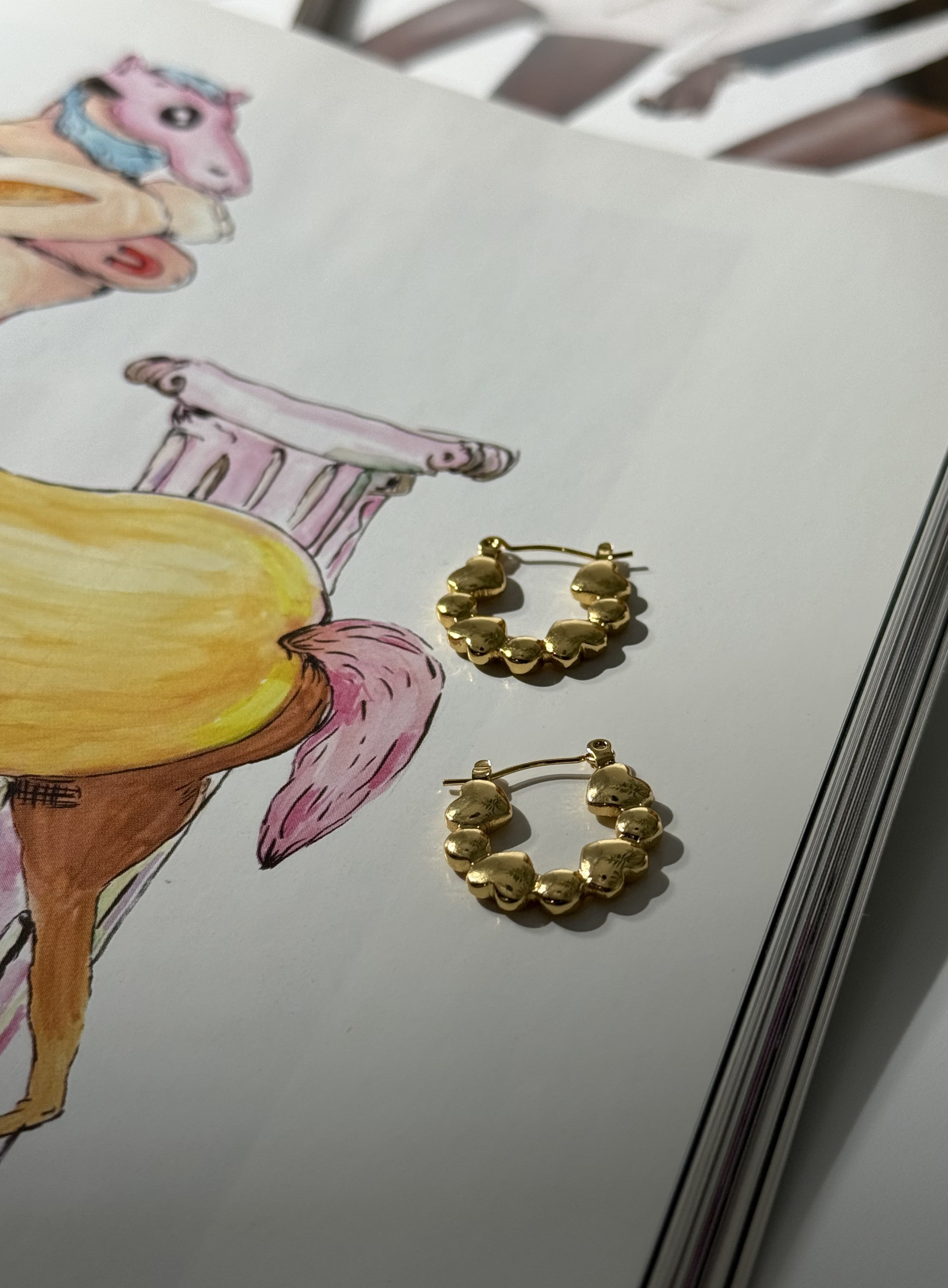 ORECCHINI CUORE PIATTO ACCIAIO 304 GOLD