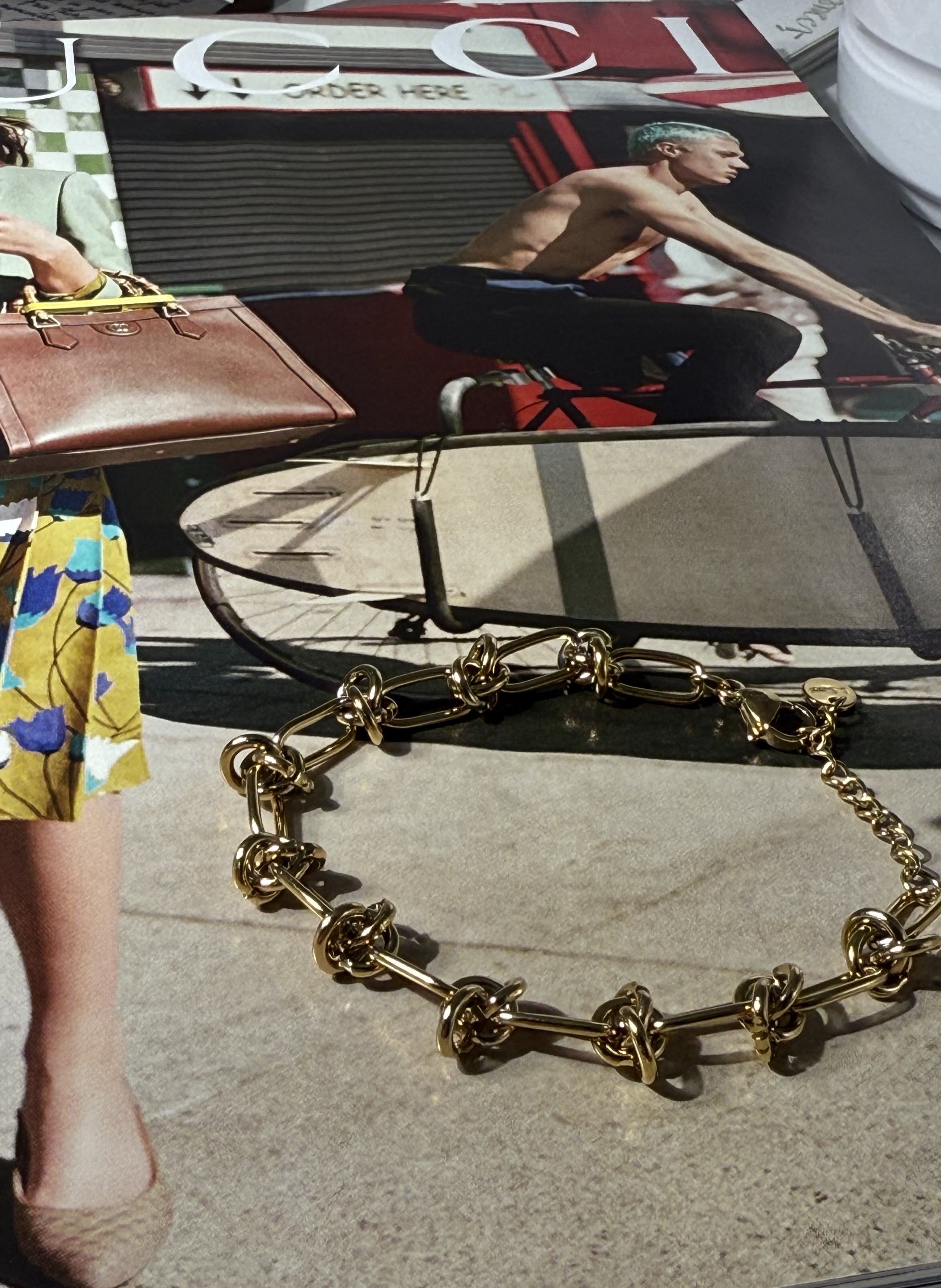 BRACCIALE CATENA NODO ACCIAIO 304 GOLD