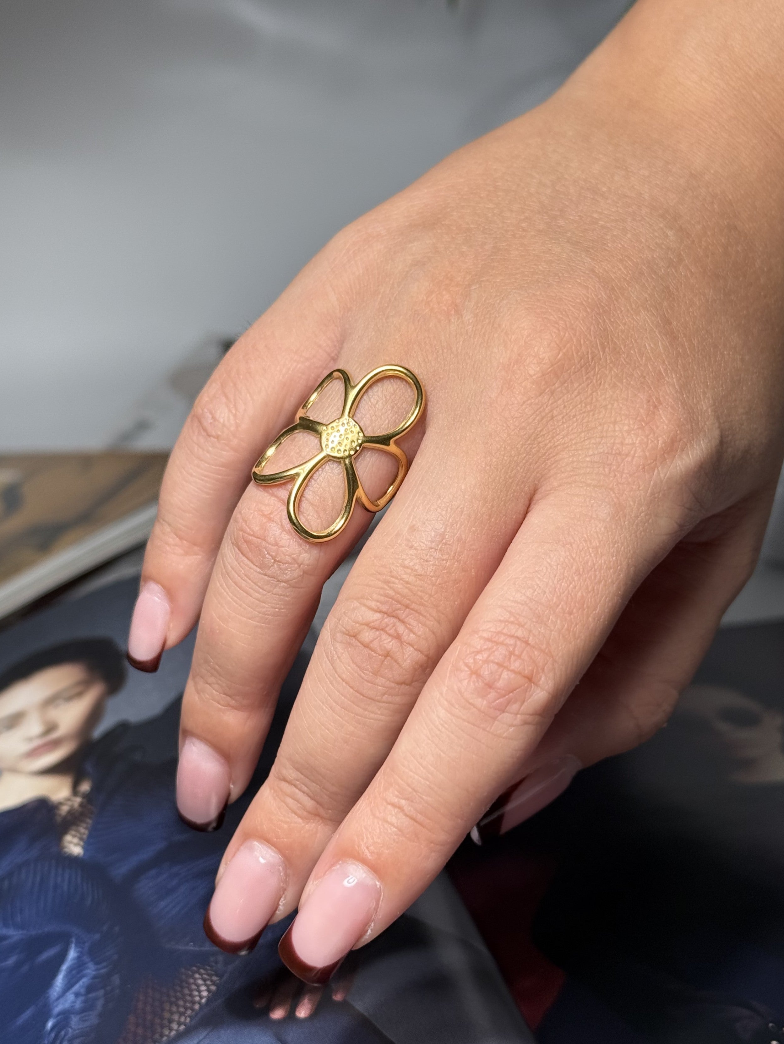 ANELLO MARGHERITA ACCIAIO 304 GOLD