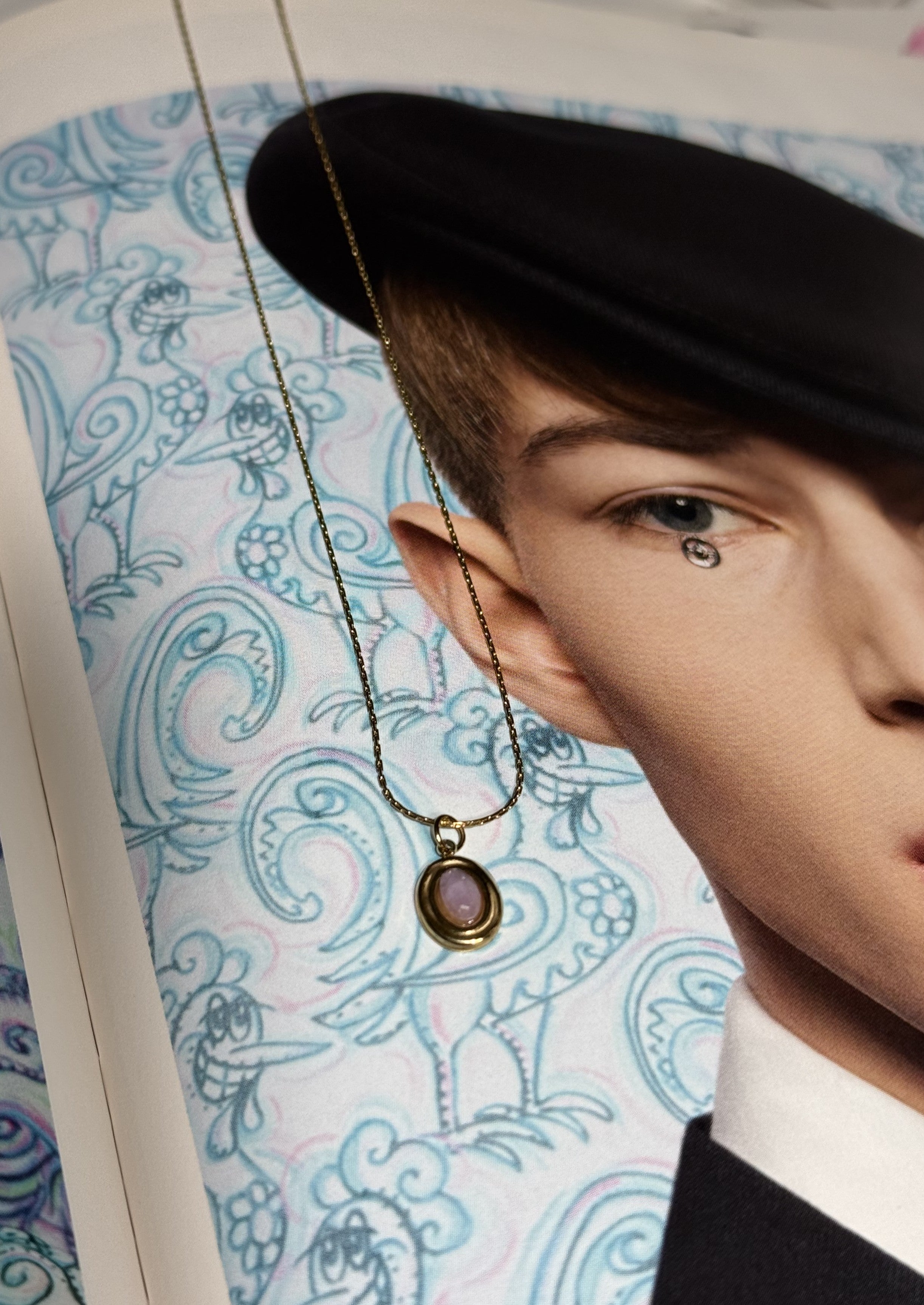 COLLANA BON TON PIETRA LILLA ACCIAIO 316L GOLD