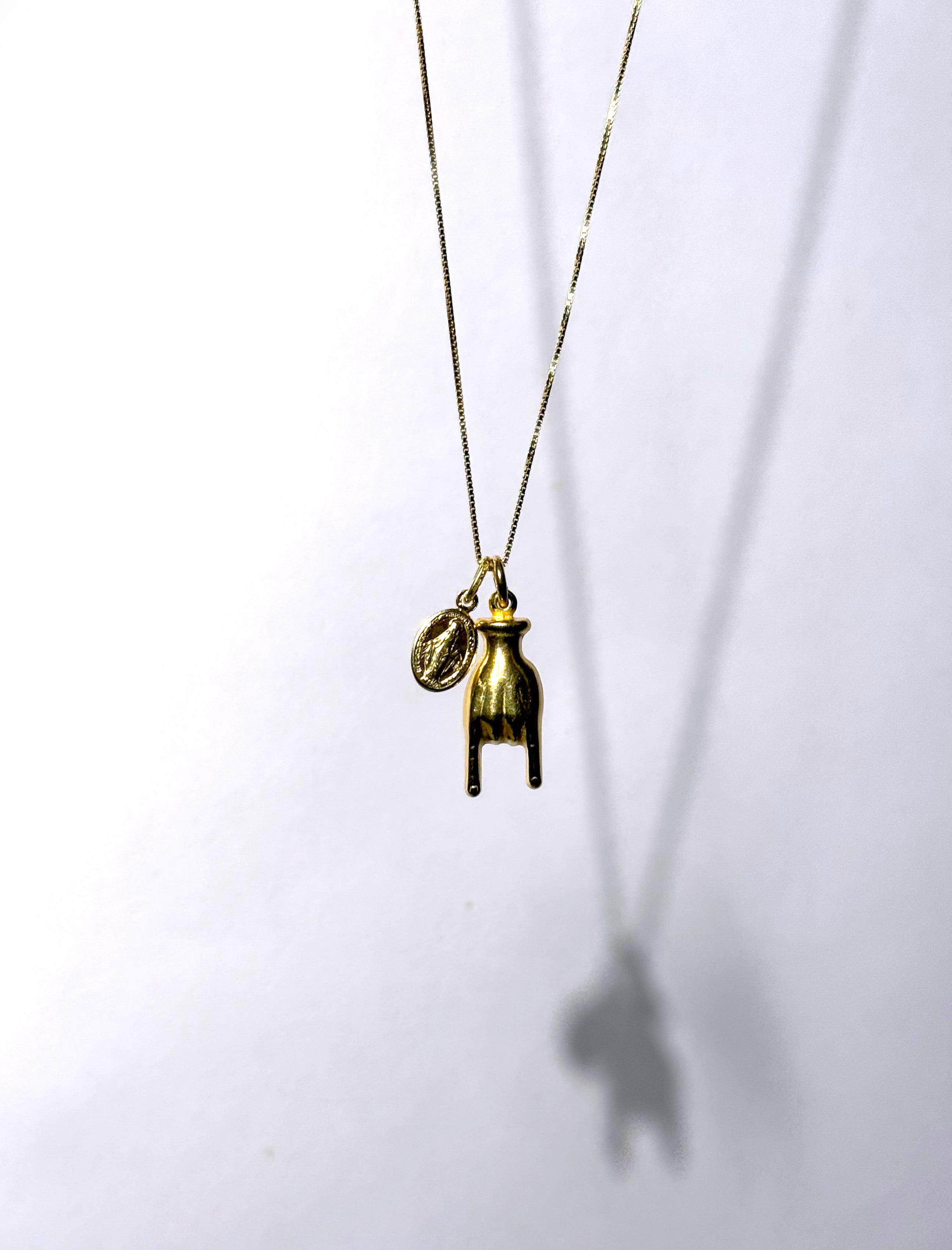 COLLANA SACRO E PROFANO CON CATENA VENEZIANA DA 45CM IN ARGENTO 925 GOLD